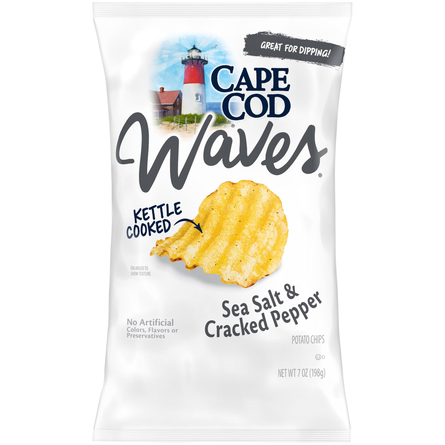 Cape Cod Sea Salt & Cracked Pepper Potato Chips, 7 Oz Bag