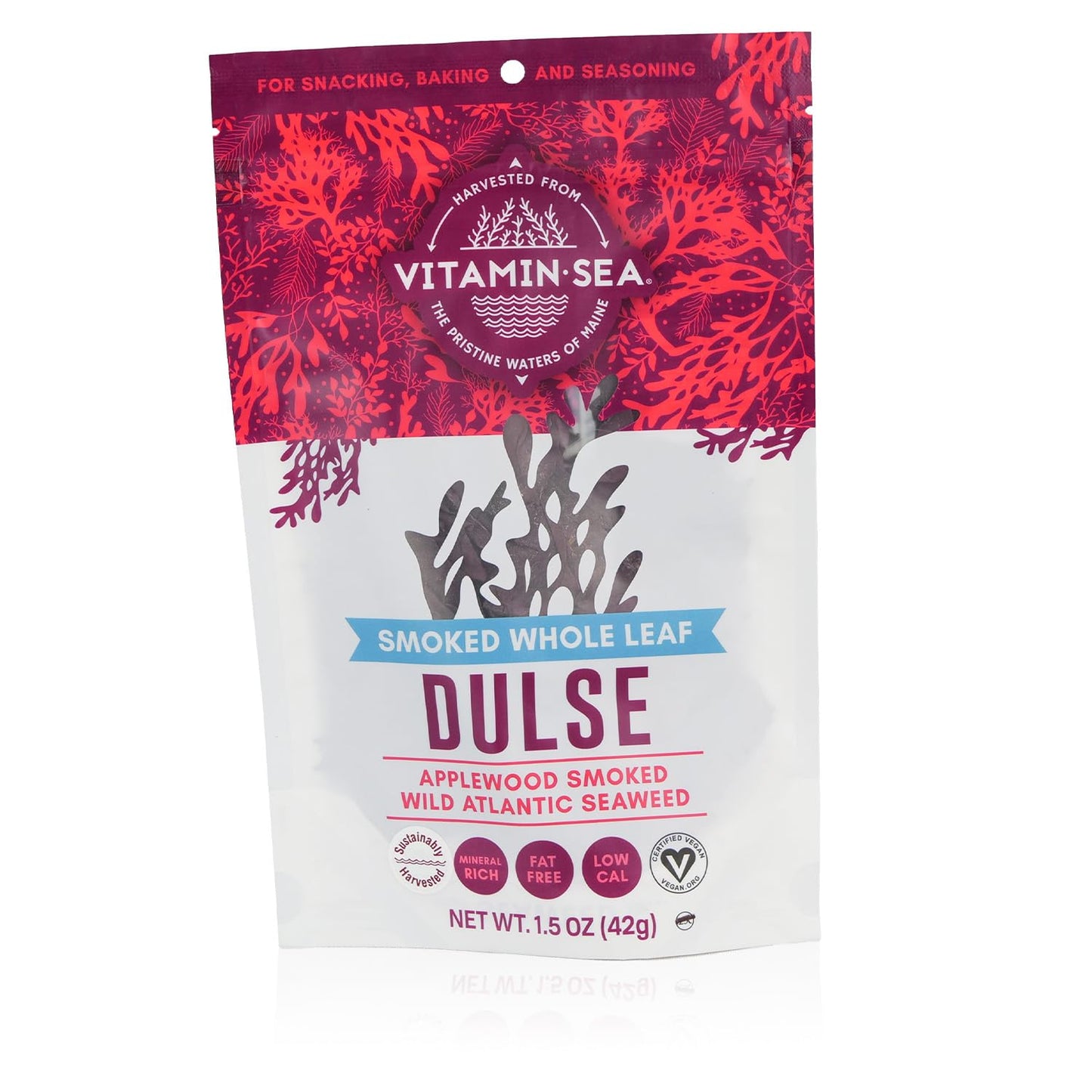 VITAMINSEA Applewood Smoked Dulse | Wild North Atlantic Dried Sea  for Snacking, Seasoning, Soups & Salads | Rich in Vitamins, Minerals & Antioxidants Good for Thyroid Support | Whole Leaf (1.5 OZ)
