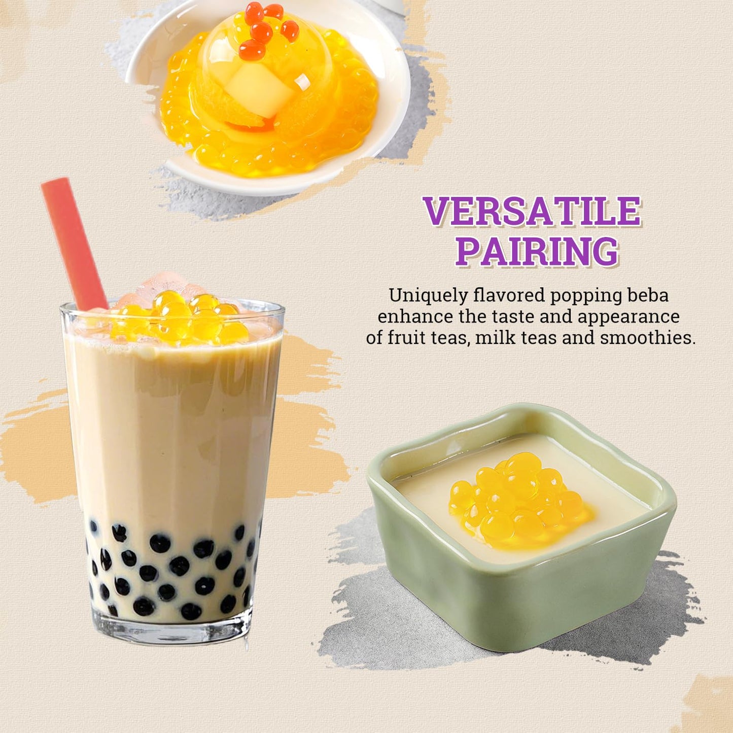 52USA Passion Fruit Popping Boba (1000g)  Bursting Popping Pearls for Bubble Tea  Beverages  Sweets  Ice Cream  Shakes  Desserts & Smoothies Topping  1.1 Pound (Pack of 2)