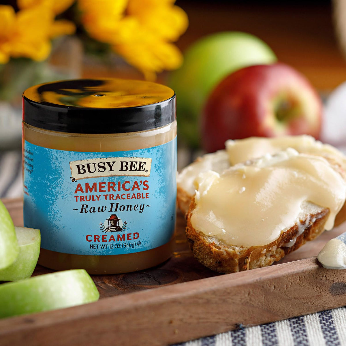 BUSY BEE Raw Unfiltered Honey, Wildflower, 12 oz (Pack of 2)