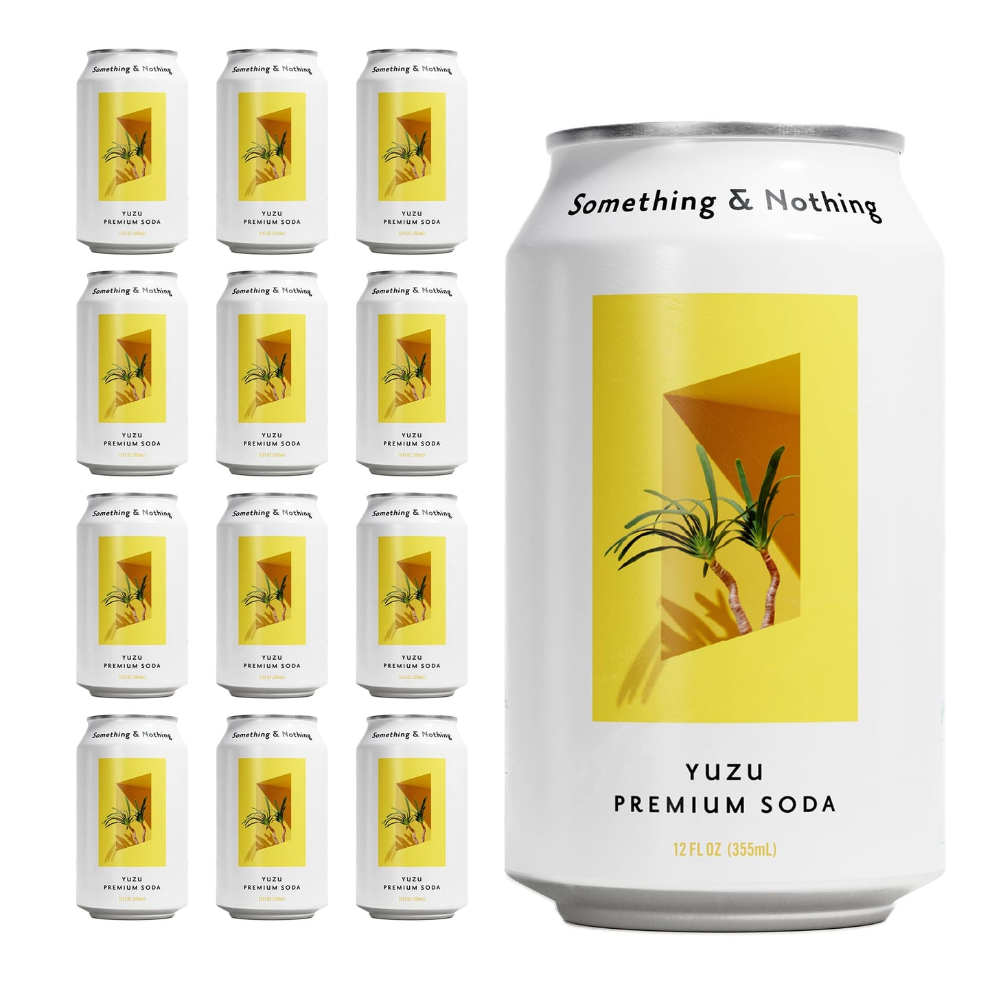 Something & Nothing Yuzu Flavoured Sparkling Water, Vegan, Low Calorie, 12 Fl Oz Cans (Pack of 12)