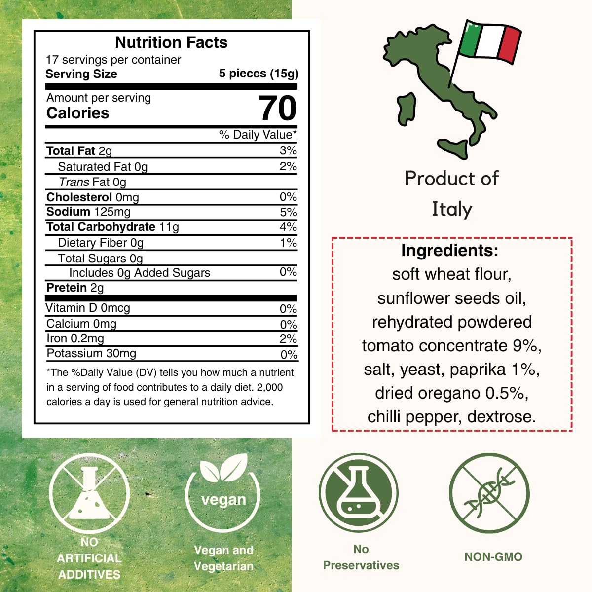I Macoritti Special Breadsticks With Tomato, Oregano And Paprika | Dip & Bread Sticks Snacks - Made In Italy, Authentic Italian
