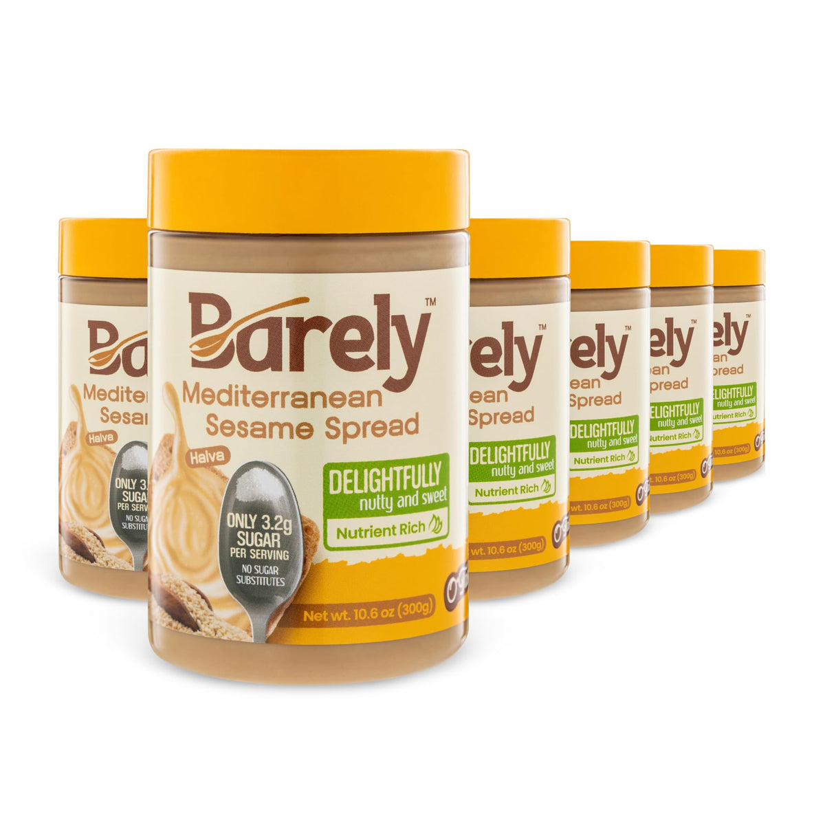 Barely Sweet Mediterranean Sesame Spread, Keto Friendly, Low Sugar, 3.2g Cane Sugar per Serving, Pack of 6