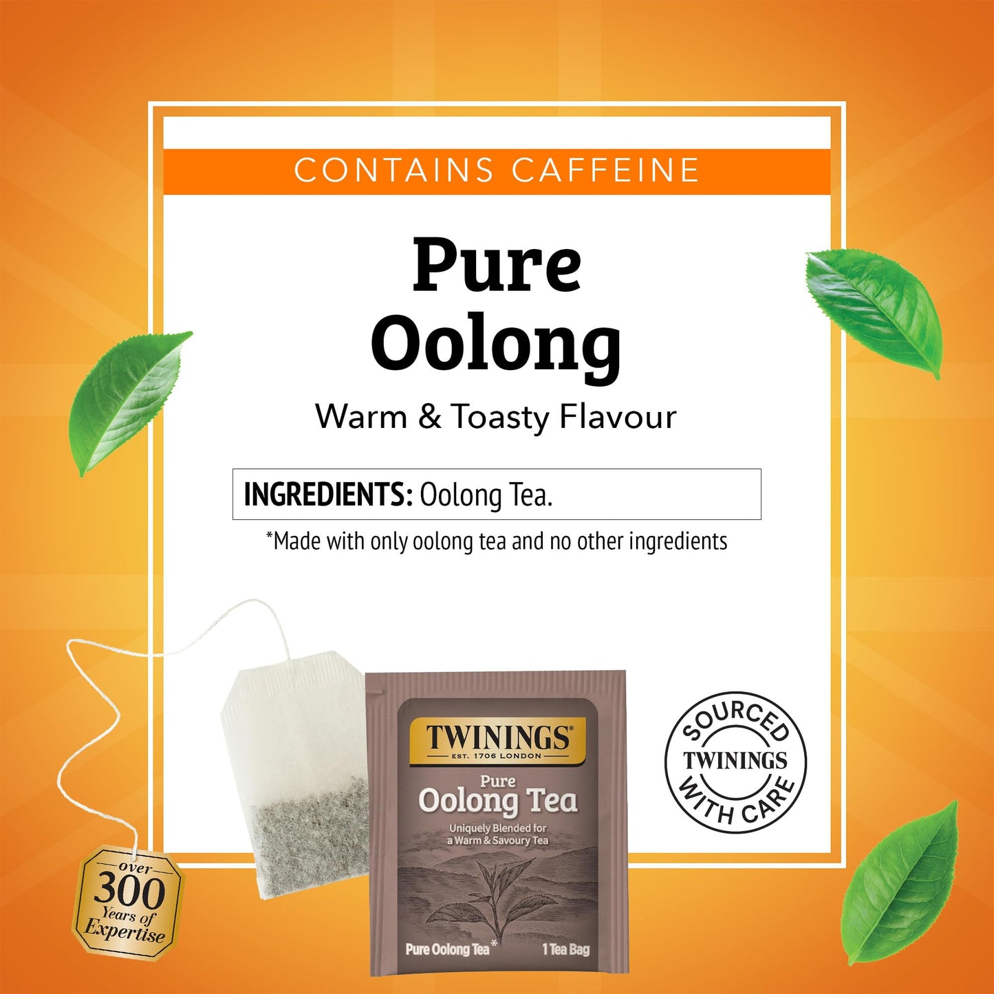 Twinings Pure Oolong Tea Individually Wrapped Bags, 20 Count (Pack of 6), Warm, Nutty Flavour & Golden Colour, Caffeinated, Enjo