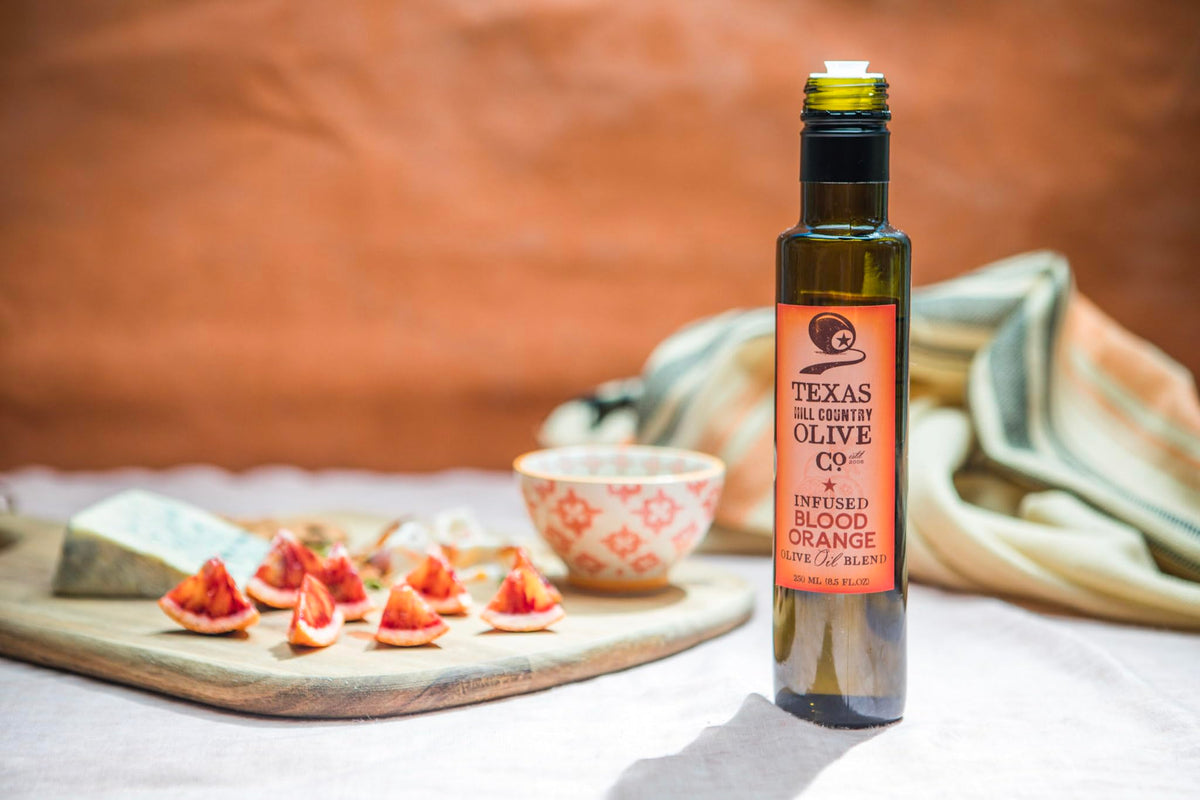 Texas Hill Country Olive Co Blood Orange Infused Olive Oil - Cold Pressed Gourmet Evoo Olive Oil - Great For Dressing Dipping Ma