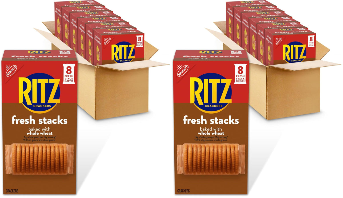 Ritz Fresh Stacks Whole Wheat Crackers, 6-11.6 oz Boxes (48 Stacks) (Pack of 2)