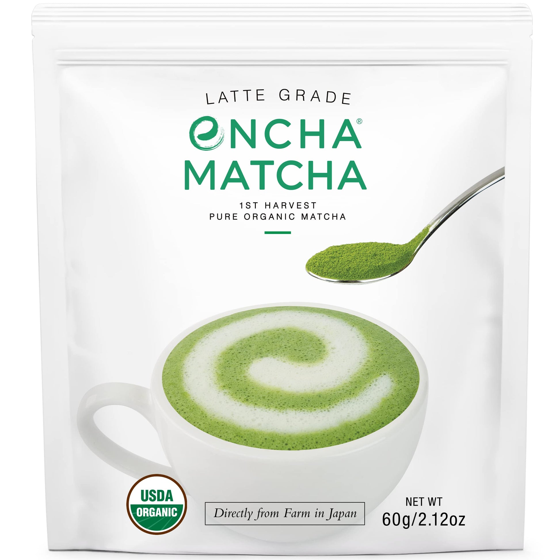 Encha Matcha Powder - First Harvest Organic Unsweetened Green Tea, 60g/2.12 Ounce, Ideal for Lattes and Smoothies, Organic Latte