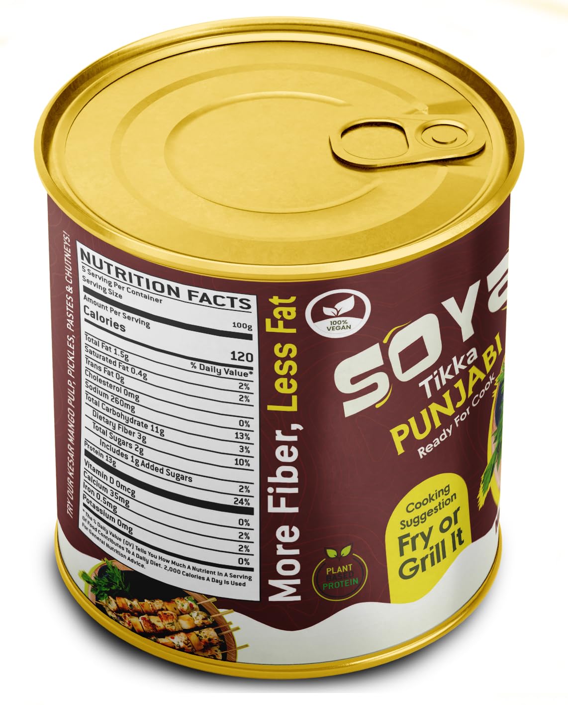 Rani Soya Tikka Punjabi 30Oz (1.875Lbs) 850G, Pack Of 6, Ready For Cook ~ Easy Open Lid | All Natural | Vegan | No Colors | Non-