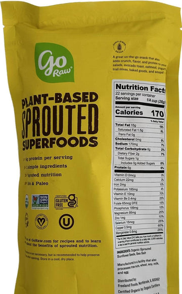 go Raw with Sea Salt Sprouted Organic Bag Keto Vegan Gluten Free Snacks Superfood, Sunflower Seeds, 22 Oz (22)