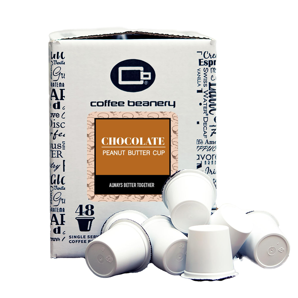 Chocolate Peanut Butter Cup Coffee Pods By Coffee Beanery | 96Ct Bulk Flavored Coffee Pods Medium Roast Coffee