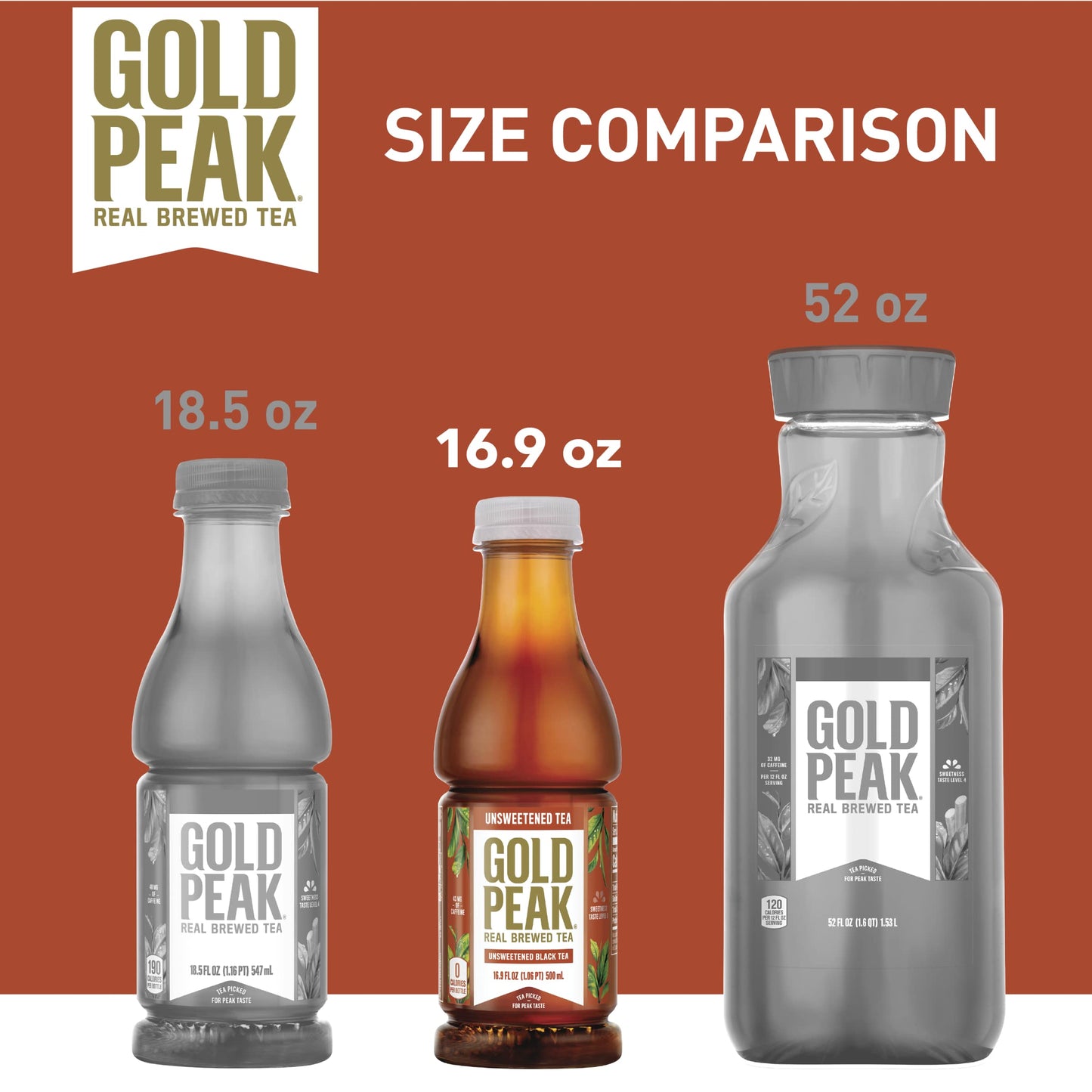 Gold Peak Unsweet Tea, 16.9 fl oz, 6 Pack - Refreshing Iced Tea Beverage, Perfect for Hydration