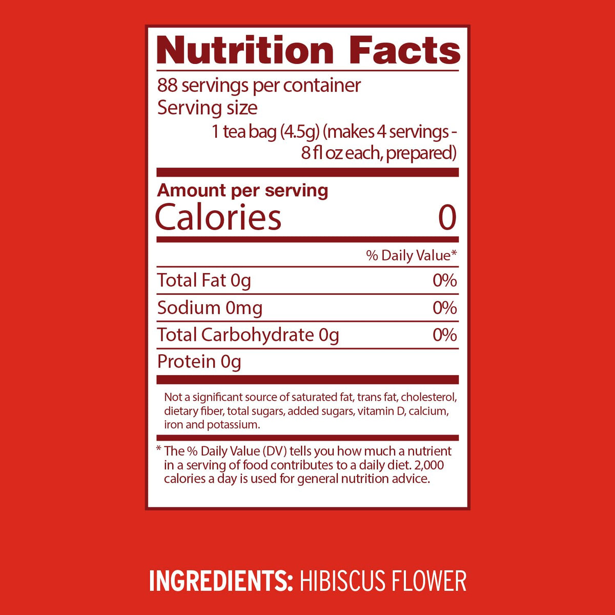 Luzianne Unsweetened Hibiscus Iced Tea Bags, Family Size, 22ct Box (Pack of 6)
