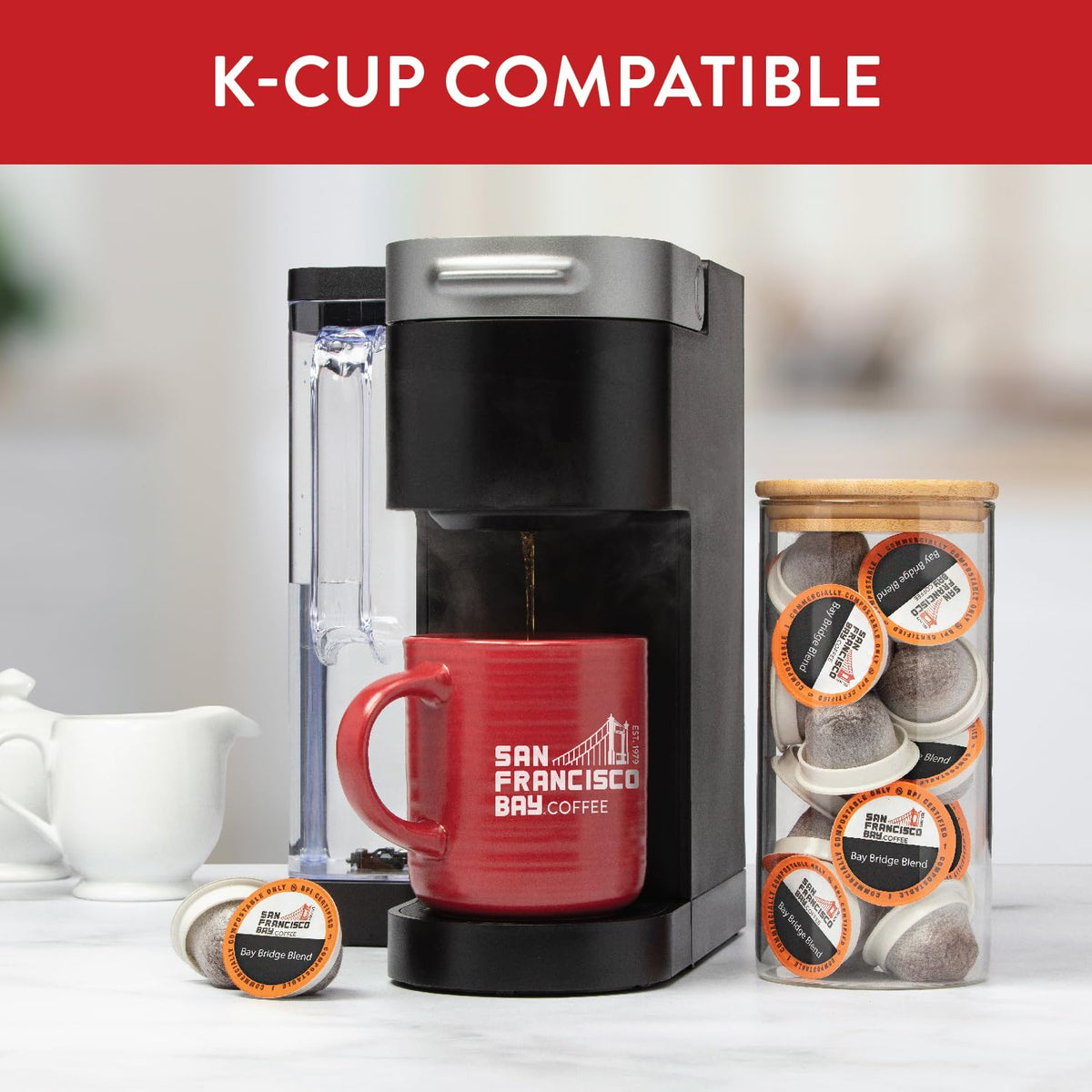 San Francisco Bay Compostable Coffee Pods - Bay Bridge Blend (80 Ct) K Cup Compatible, Medium Roast