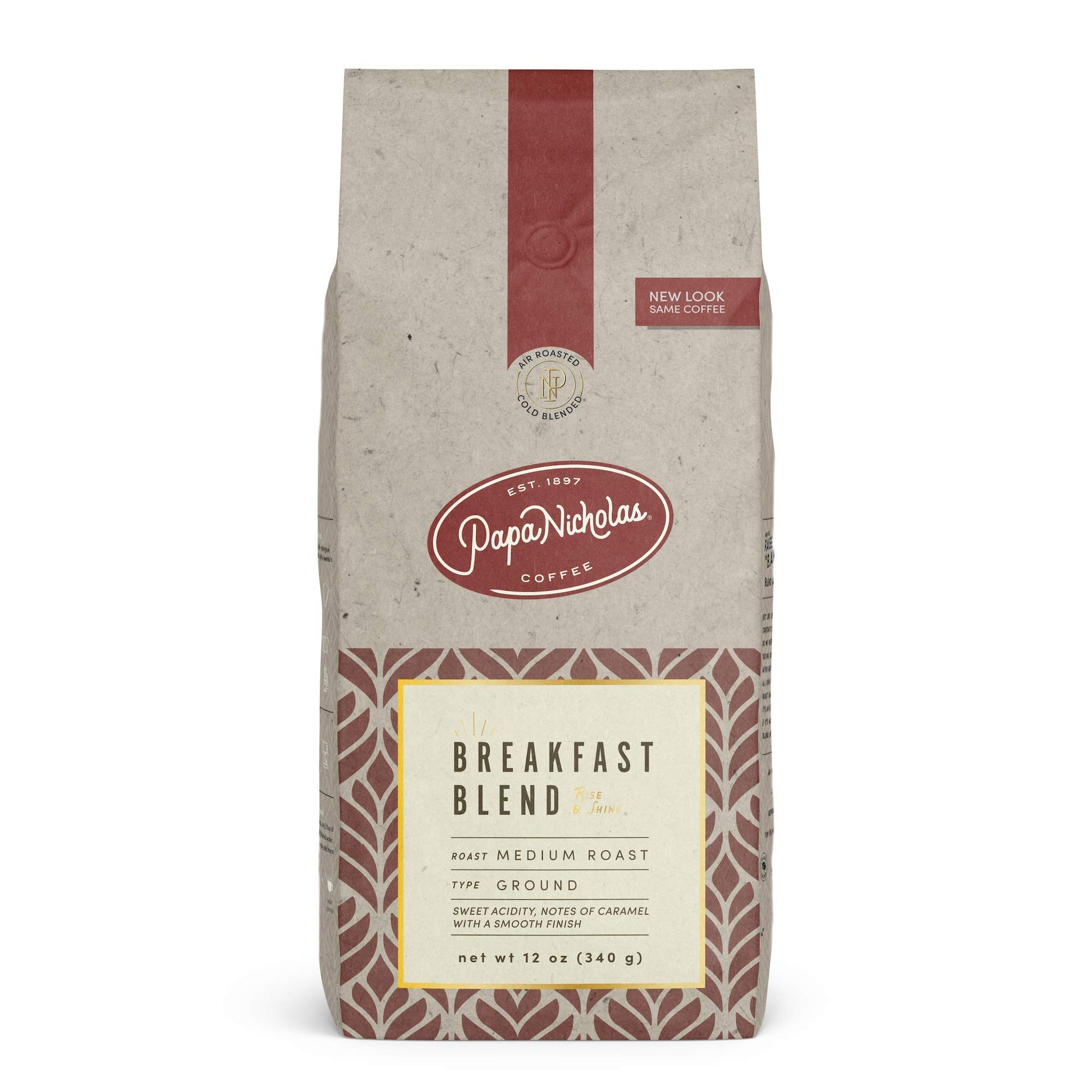 PapaNicholas Coffee Ground Coffee, Breakfast Blend, 12 Ounce