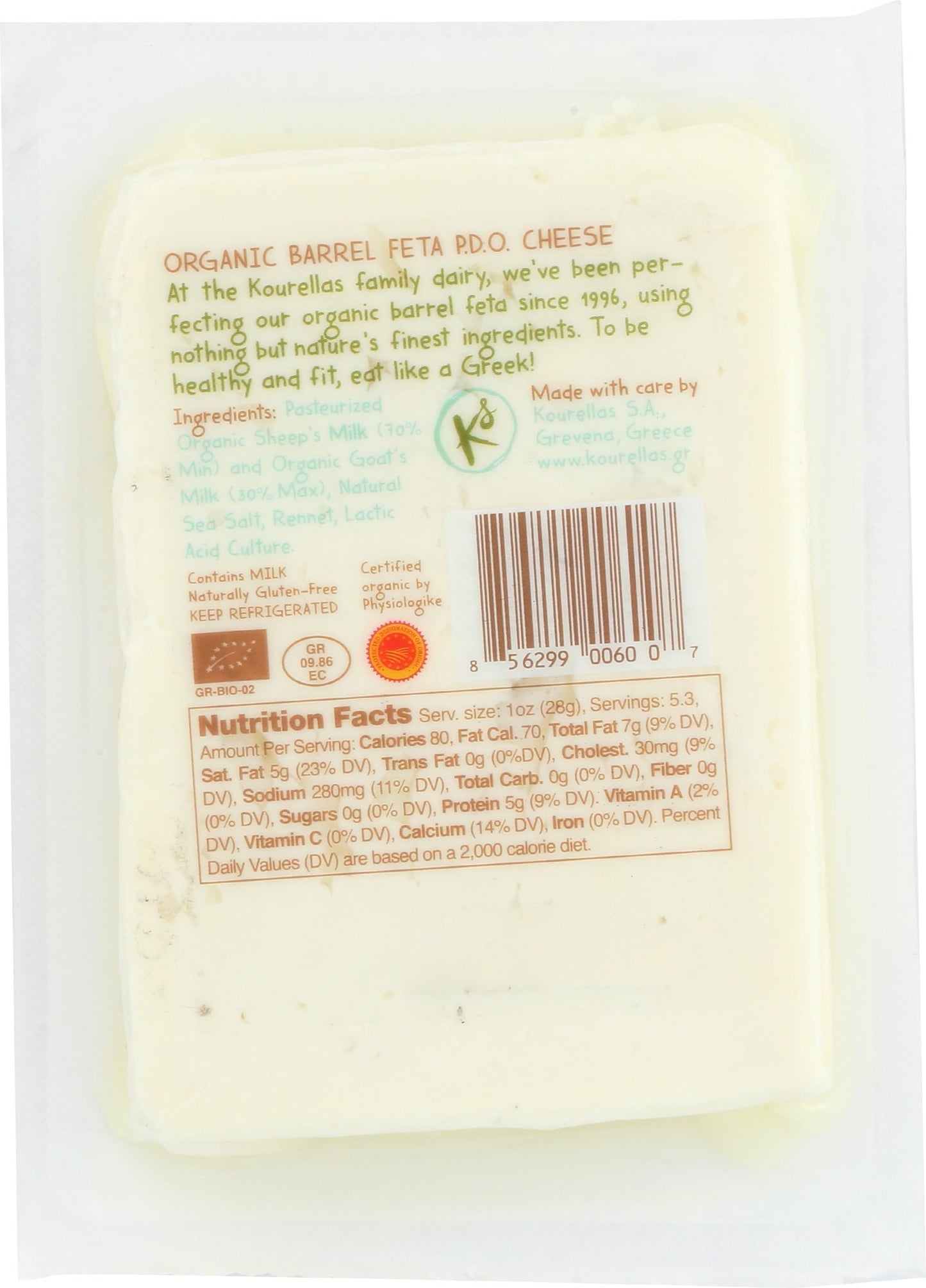 KOURELLAS Organic Barrel Aged Feta, 5.3 OZ