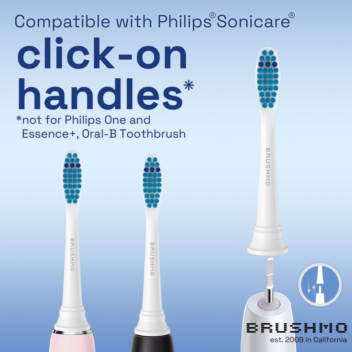 Brushmo Sensitive Replacement Toothbrush Heads Compatible With Sonicare Hx6053, 8 Pack