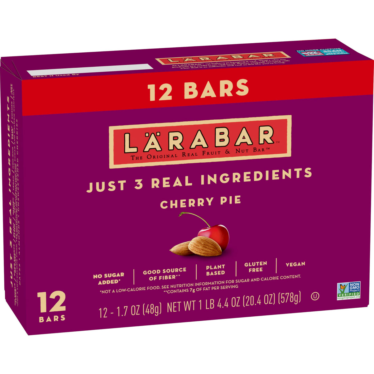 Larabar Cherry Pie, Gluten Free Vegan Fruit & Nut Bars, 1.6 oz bars, 12 ct