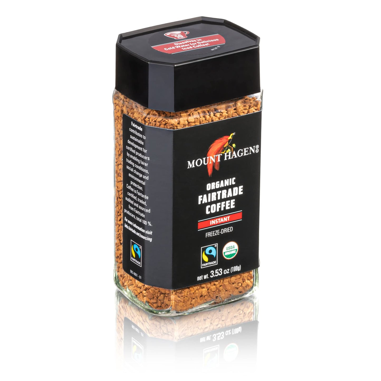 Mount Hagen 3.53oz Organic Freeze Dried Instant Coffee | Eco-friendly, Fair-Trade Coffee Made From Organic Medium Roast Arabica
