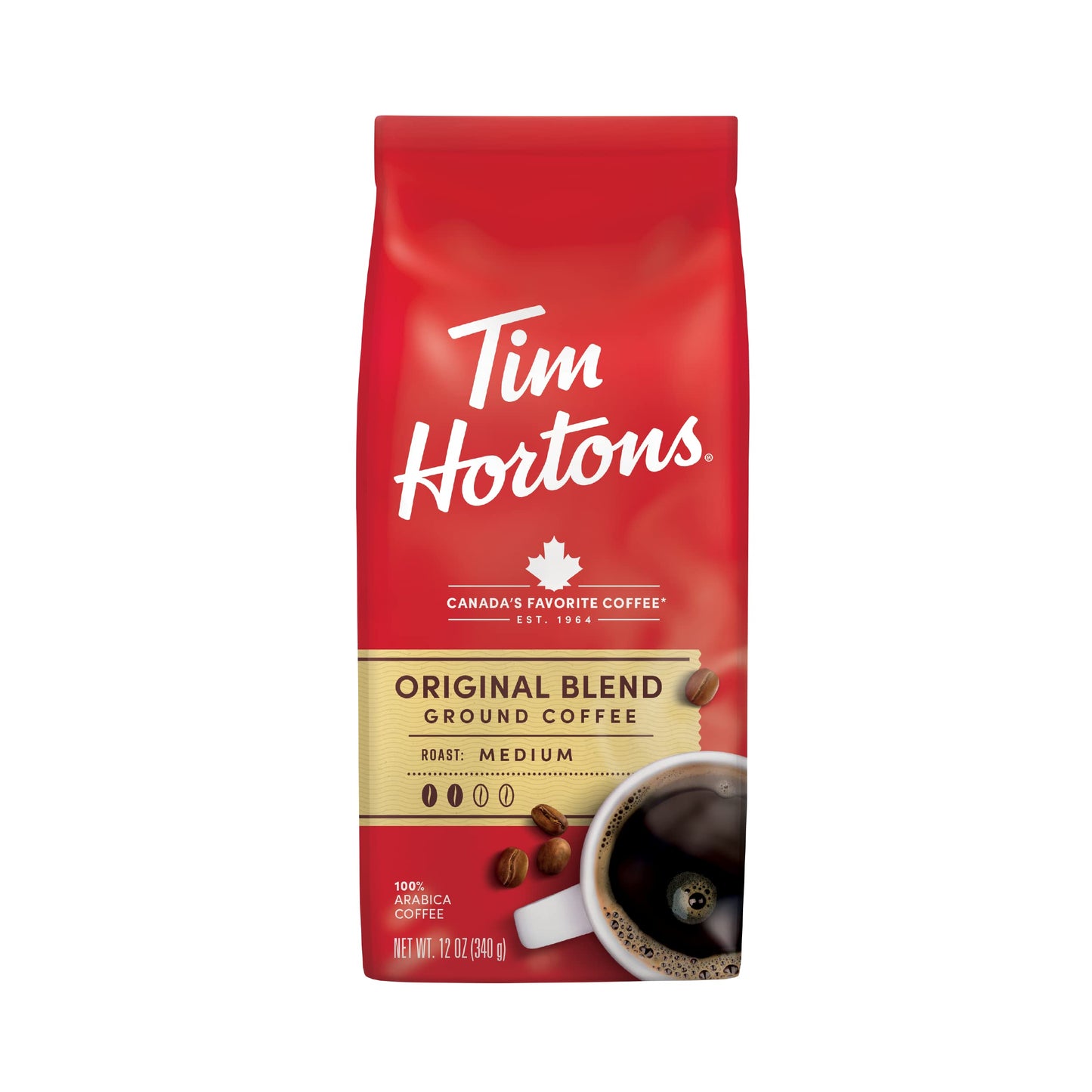Tim Hortons Oriflavor Blendal Blend  Medium Roast Ground Coffee  Perfectly Balanced  Always Smooth  Made With 100% Arabica Beans  12 Ounce Bag