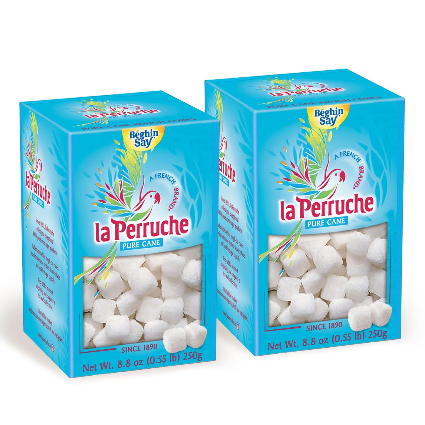 La Perruche Pure Cane White Sugar Cubes (250G/8.8Oz Box) | Ideal Sugar Cubes For Teas | Pack Of 2