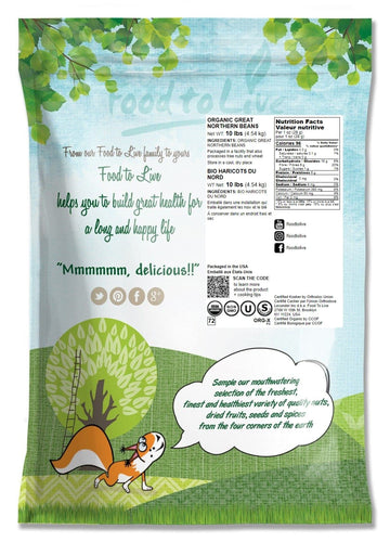 Food To Live Organic Great Northern Beans, 10 Pounds – Dried, Non-Gmo, Kosher, Raw, Sproutable, Bulk Seeds, Product Of The Usa