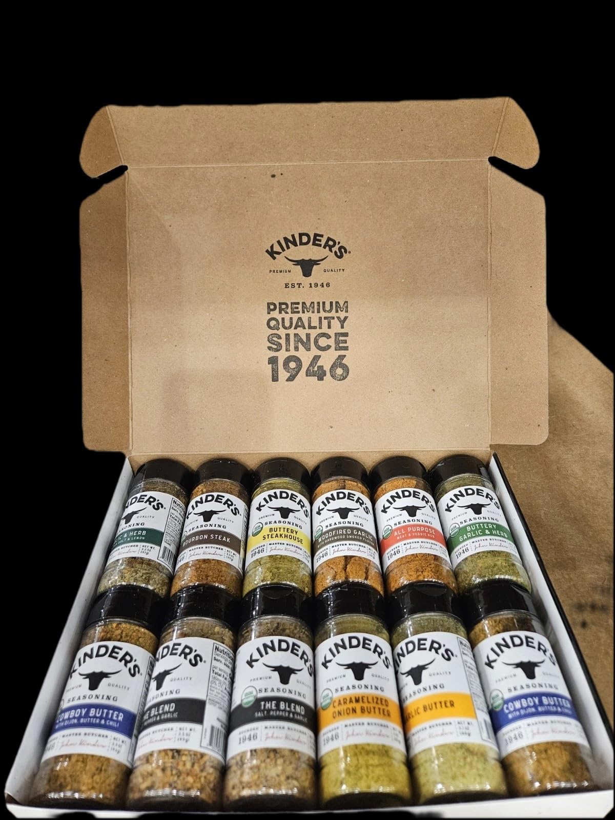 Kinder Organic Flavor Rack Seasoning Set - 12 Flavored Blends, 38.8 oz Total, Perfect for Cooking and Seasoning Dishes