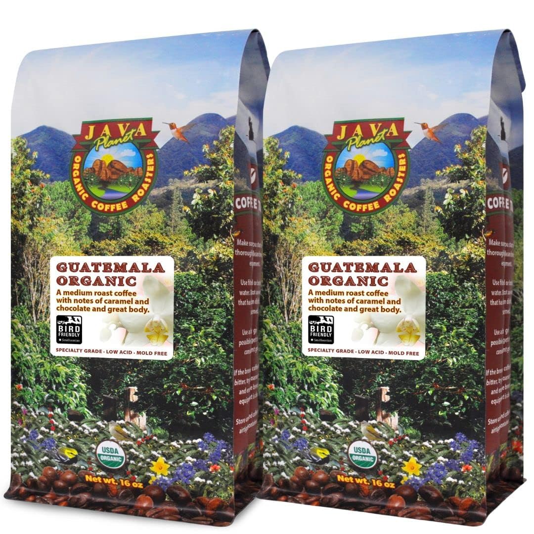Java Planet Low Acid Coffee, Organic Guatemalan Whole Bean, Medium Roast - 32 Ounce Pack