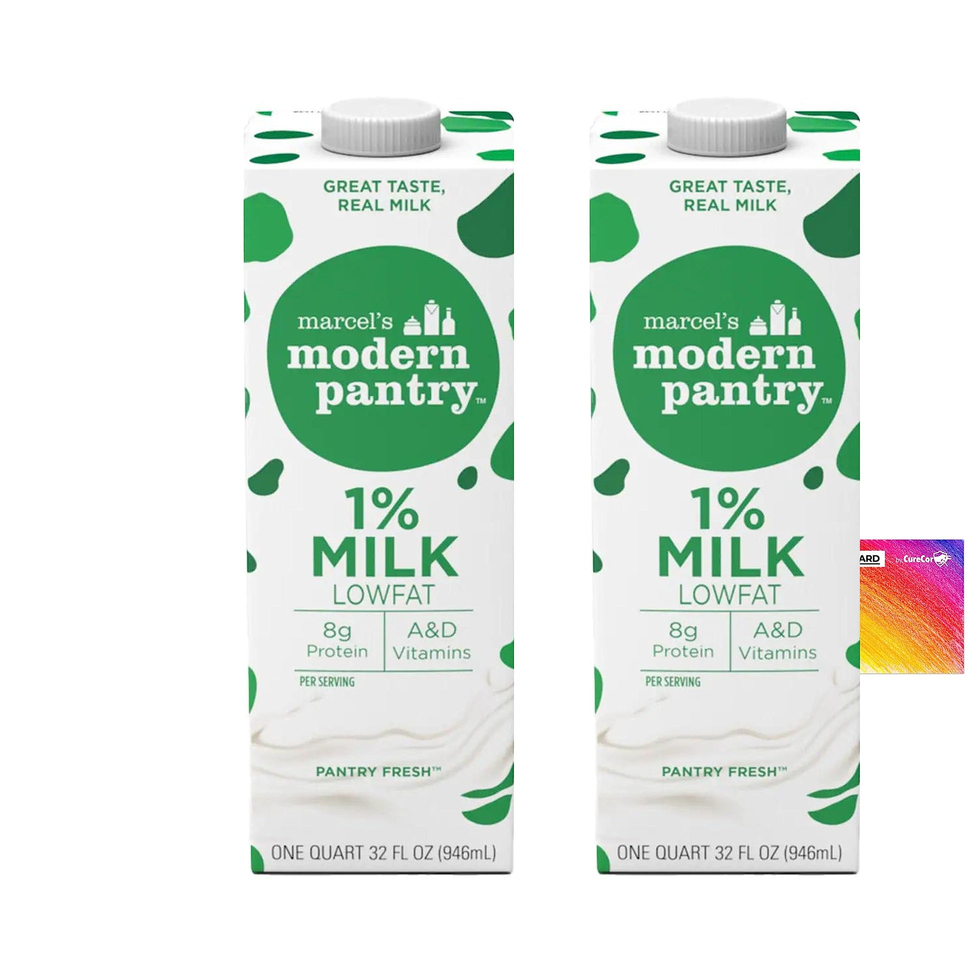 CURECOR Shelf-Stable Milk Bundle - 1% Milk, 32oz Cartons, Includes 2 Pack