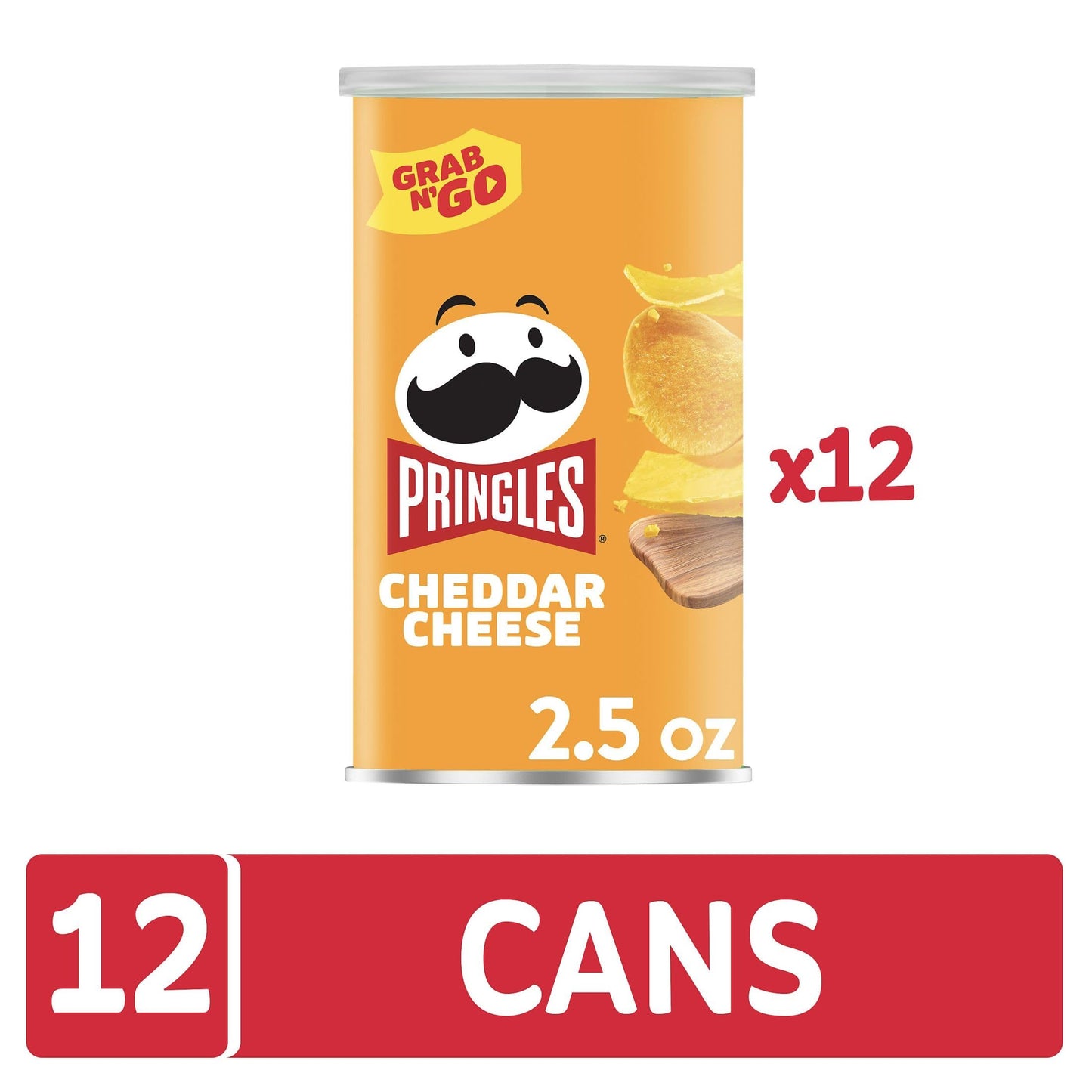 Pringles Potato Crisps Chips, Cheddar Cheese 2.5oz (12 Count)