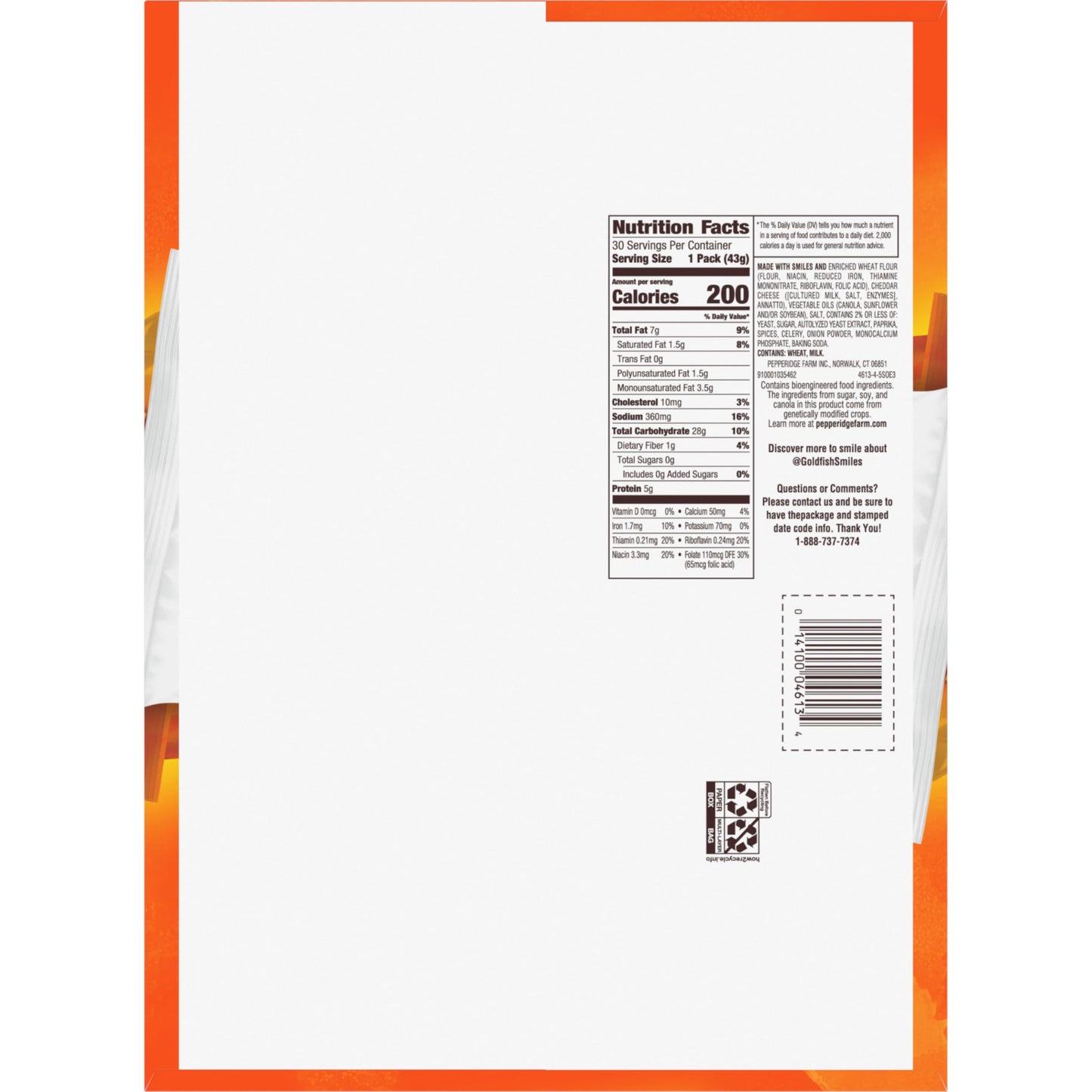 Goldfish Cheddar  Ers, 1.5 Oz. Snack Packs, 30 Count
