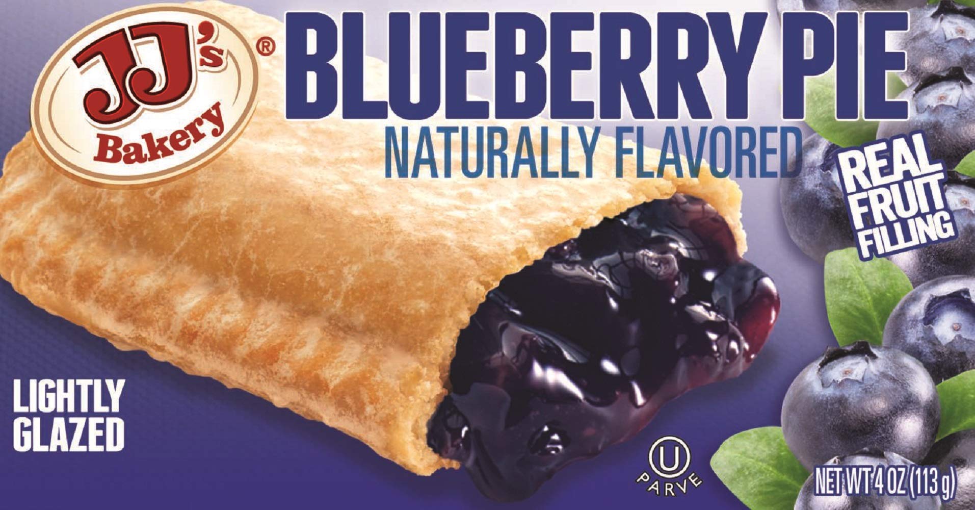 JJ s Bakery Blueberry Pie Snack Pies, Individual Dessert, Fresh-Baked, Nut-Free, Kosher Parve, 4 Oz Each (Pack of 12)