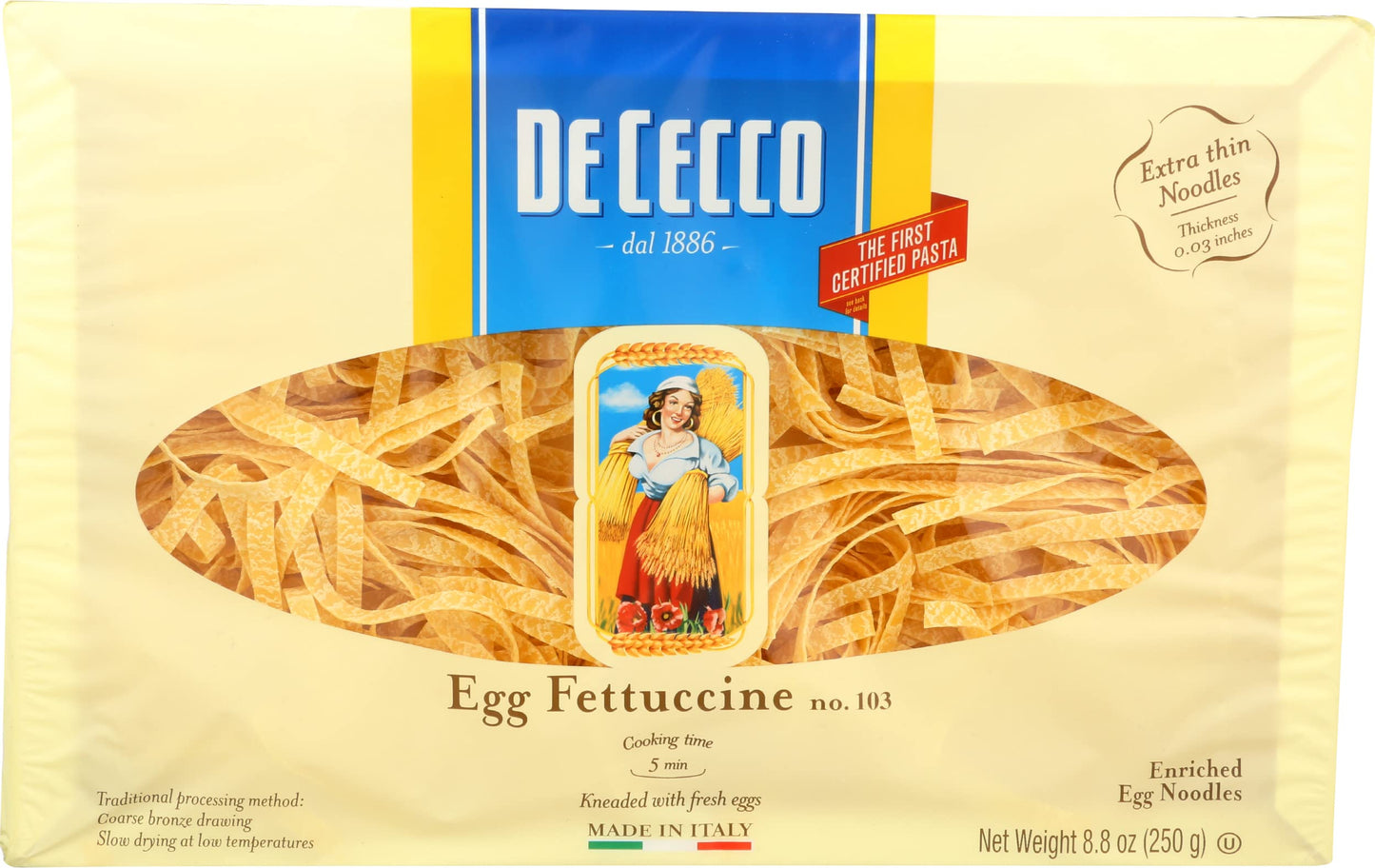 De Cecco Pasta Fettuccine Egg Noodles, 8.8 oz