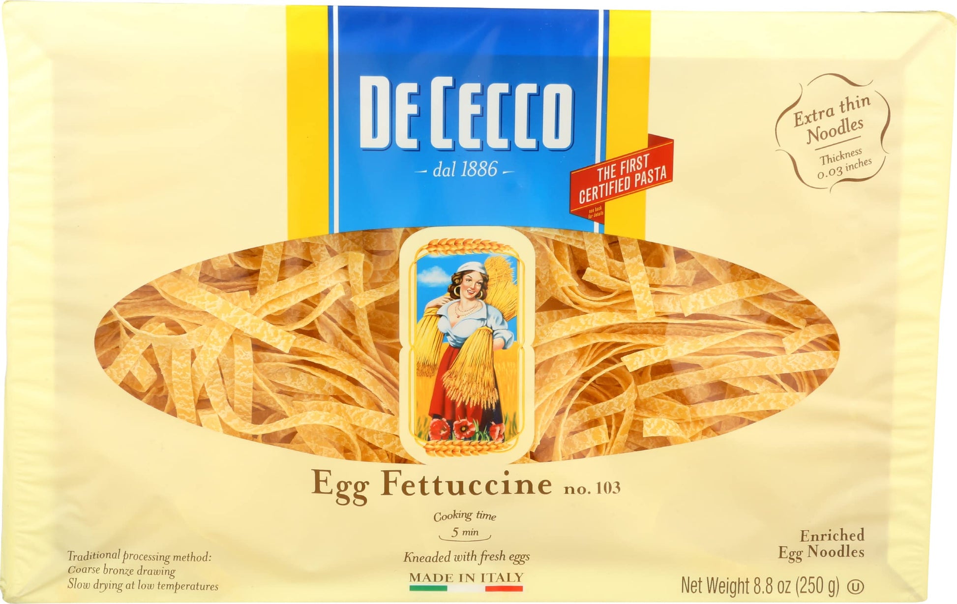 De Cecco Pasta Fettuccine Egg Noodles, 8.8 oz