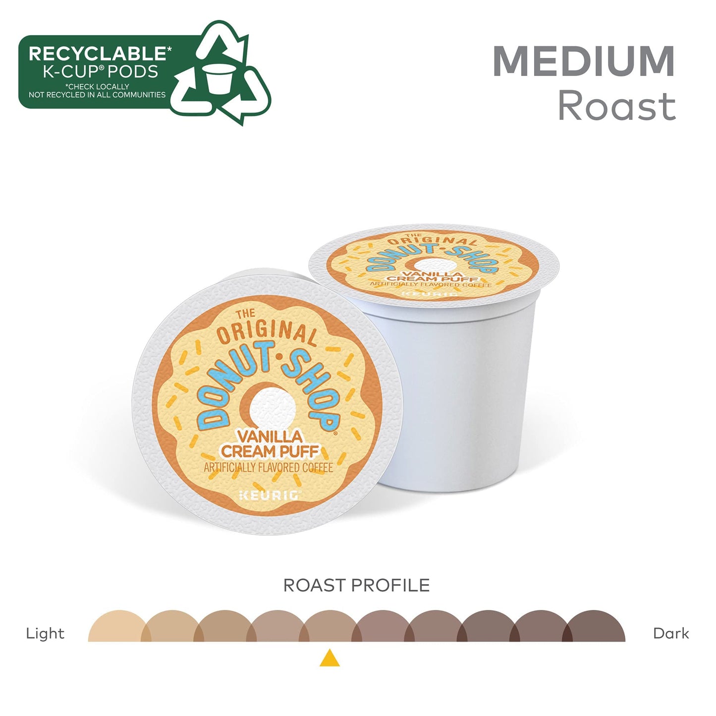 The Original Donut Shop Vanilla Cream Puff Coffee, Keurig Single Serve K-Cup Pods, Medium Roast, 96 Count