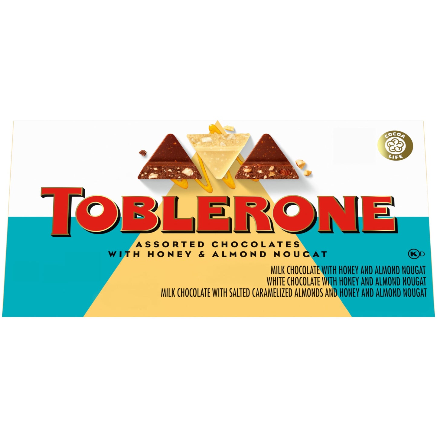 Toblerone Chocolate Gift Box (Milk Chocolate, White Chocolate, & Milk Chocolate With Salted Caramelized Almonds Chocolate Bars), Valentines Day Chocolate Candy, 9 - 3.52 Oz Bars