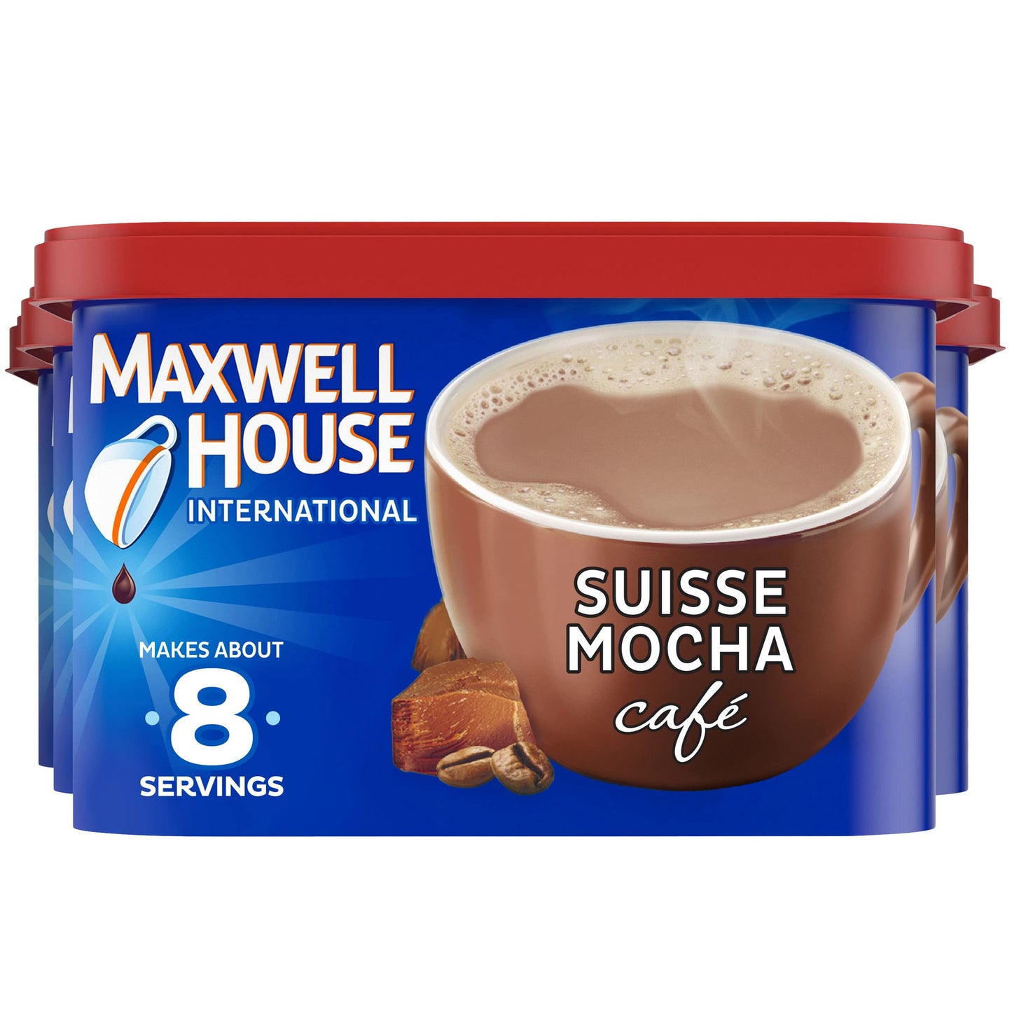 Maxwell House International Suisse Mocha Caf  -Style Instant Coffee Beverage Mix, 4 ct. Pack, 7.2 oz. Canisters