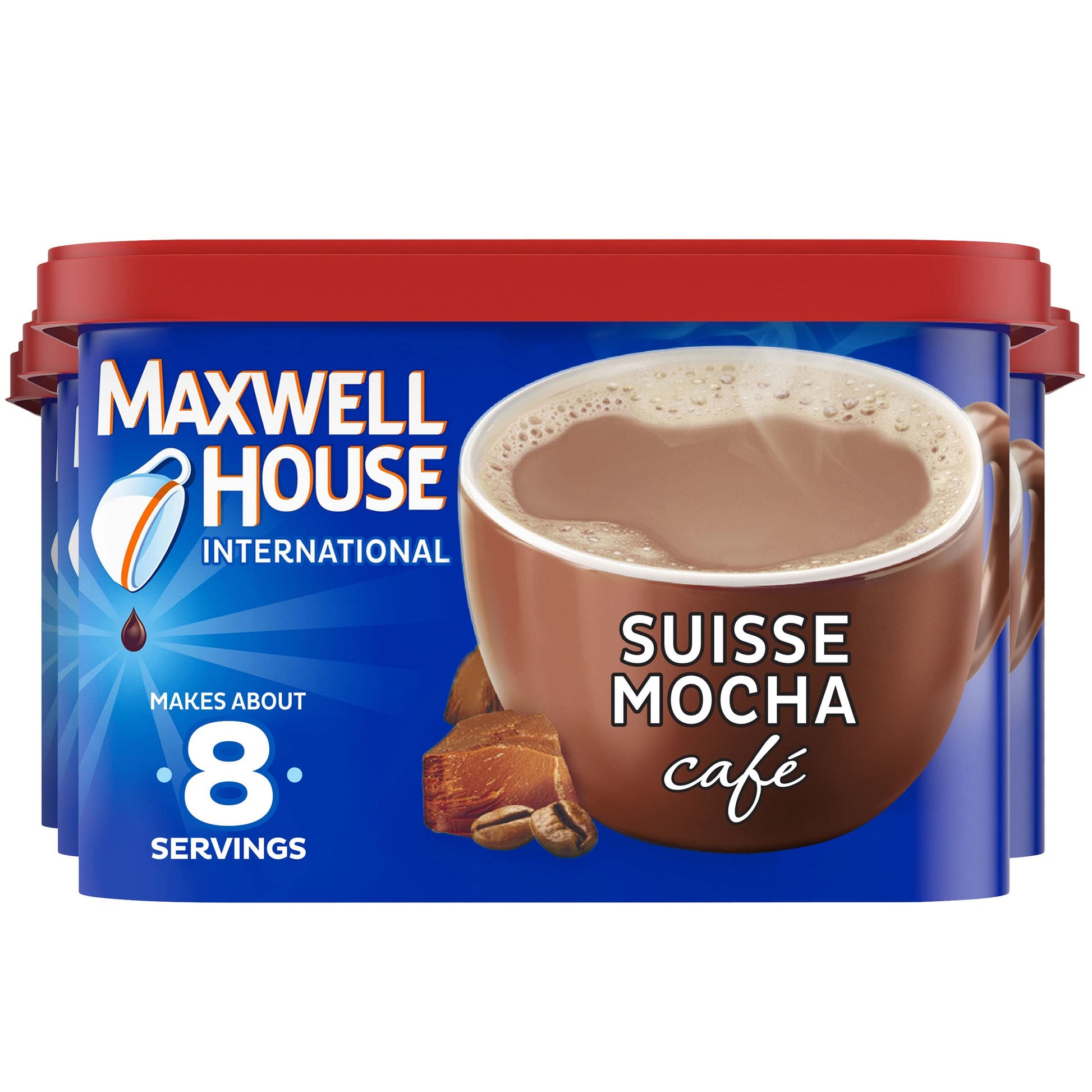 Maxwell House International Suisse Mocha Caf  -Style Instant Coffee Beverage Mix, 4 ct. Pack, 7.2 oz. Canisters