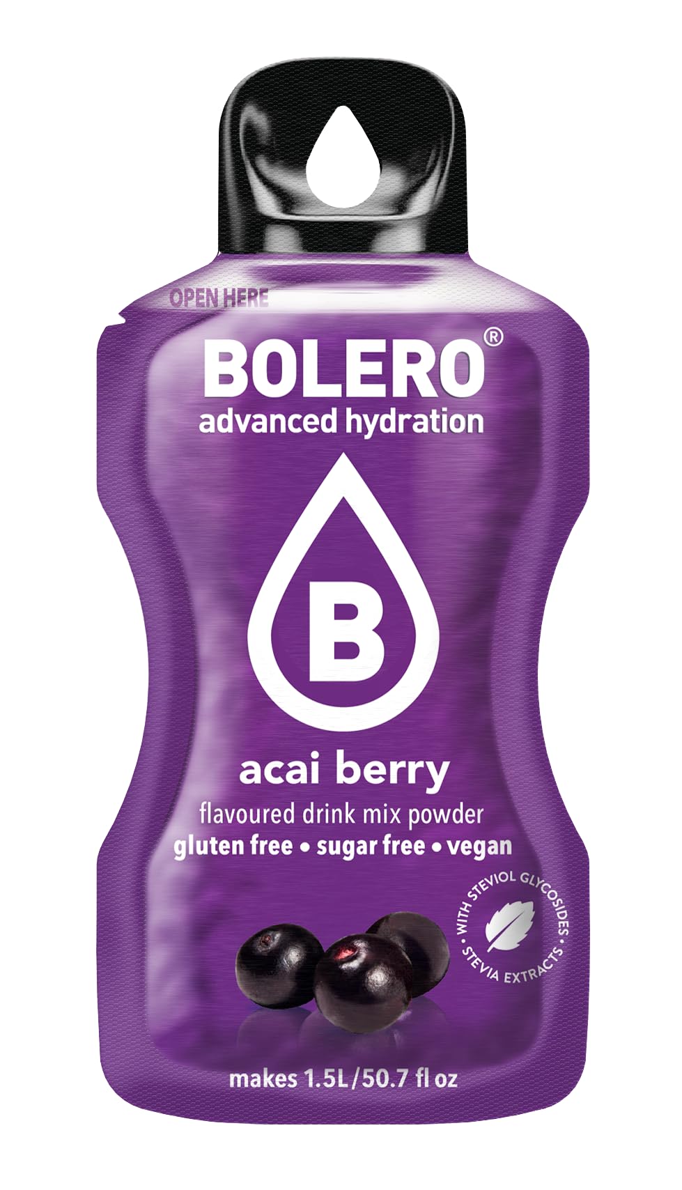 BOLERO Sugar Free Drink Mix Packets Acai Berry Flavor, Pack of 12, Model FID56819