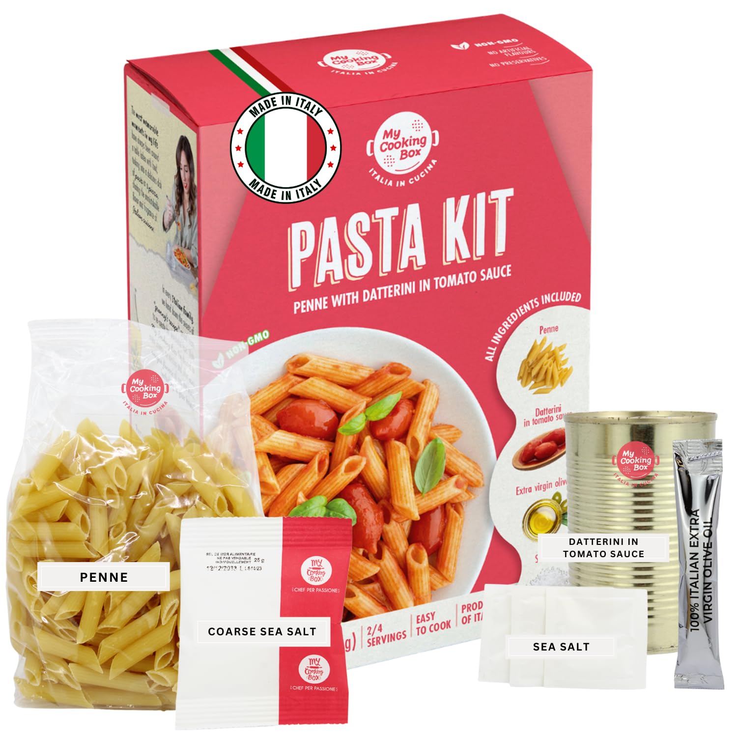 My Cooking Box Gourmet Pasta Dinner Kit Recipe - Penne with Tomato Sauce, Product of Italy, 24.7 oz (699g), All The Italian Ingr