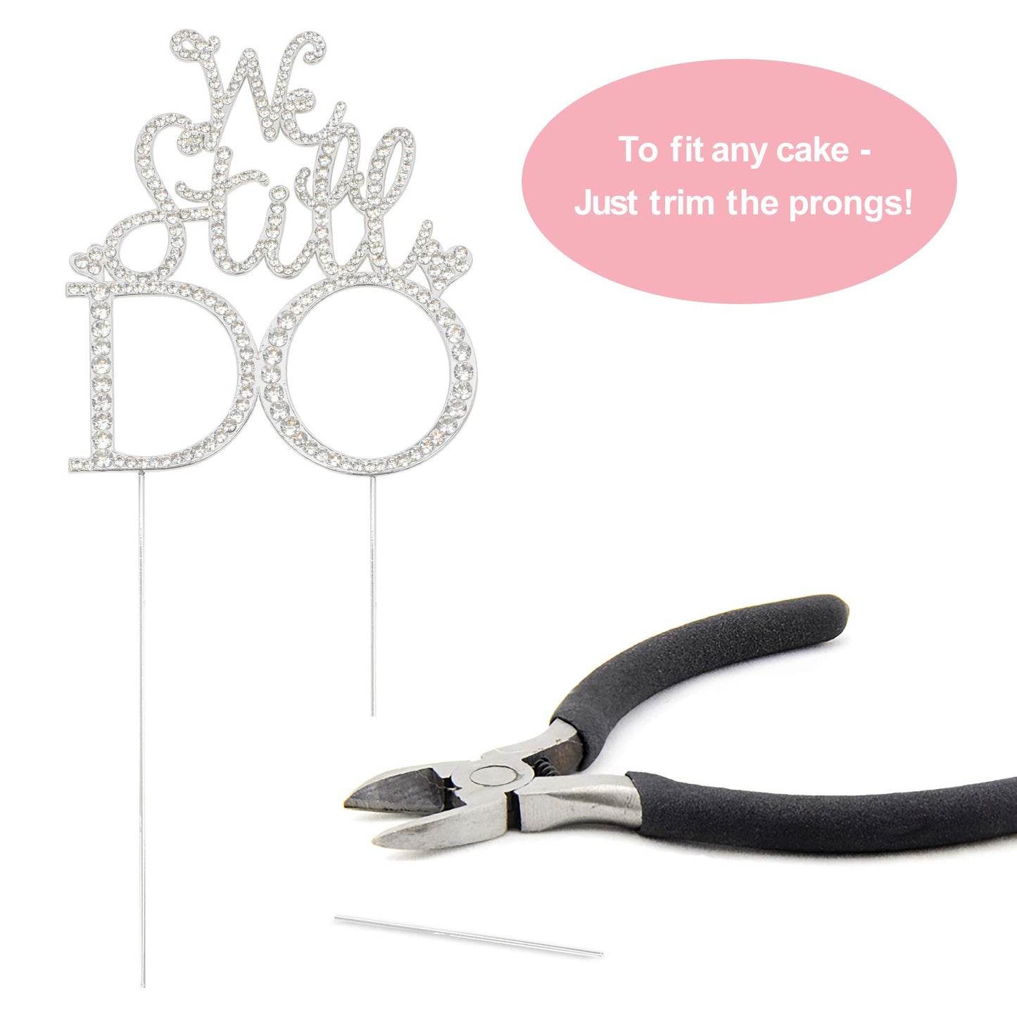 Crystal Creations We Still Do Cake Topper - Premium Silver Metal - 1 Count - Sparkly Vow Renewal/Wedding Anniversary Decoration