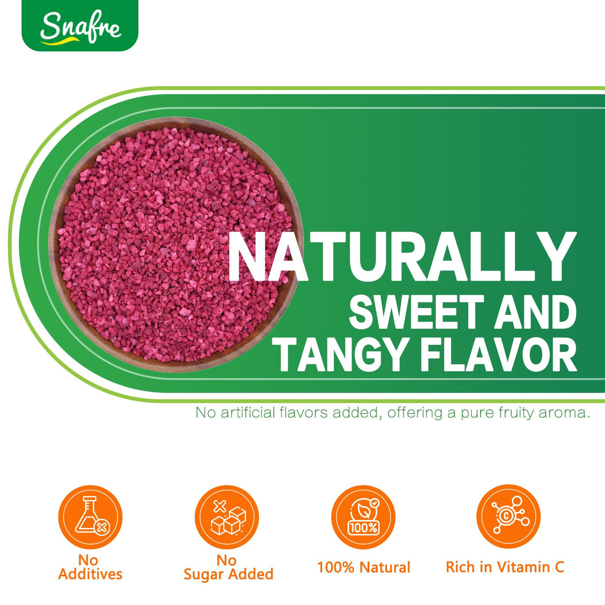 Snafre Freeze Dried Raspberry Pieces, 3.53OZ - No Sugar Added Fruit Snacks for Baking, Garnishing, Yogurt, Cereal, Beverages