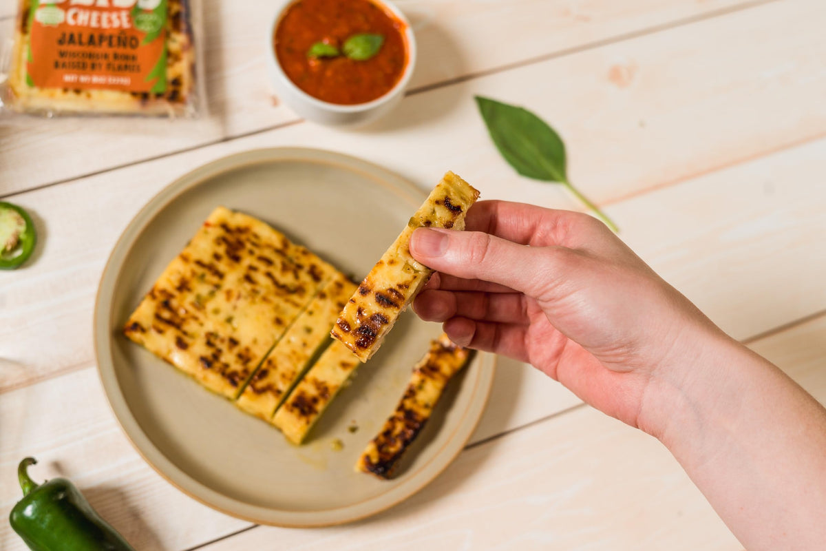 Cheese Bros. Jalapeno Baked Bliss Cheese | Made in Wisconsin | Heat & Eat | Fresh & Crispy | 4 Pack
