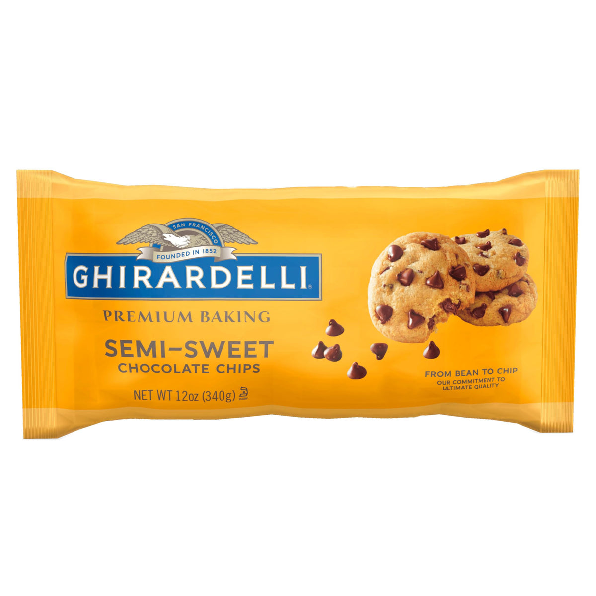 GHIRARDELLI Semi-Sweet Chocolate enhanced Baking Chips  12 oz Bag Rich Classic Chocolate Flavor for Baking