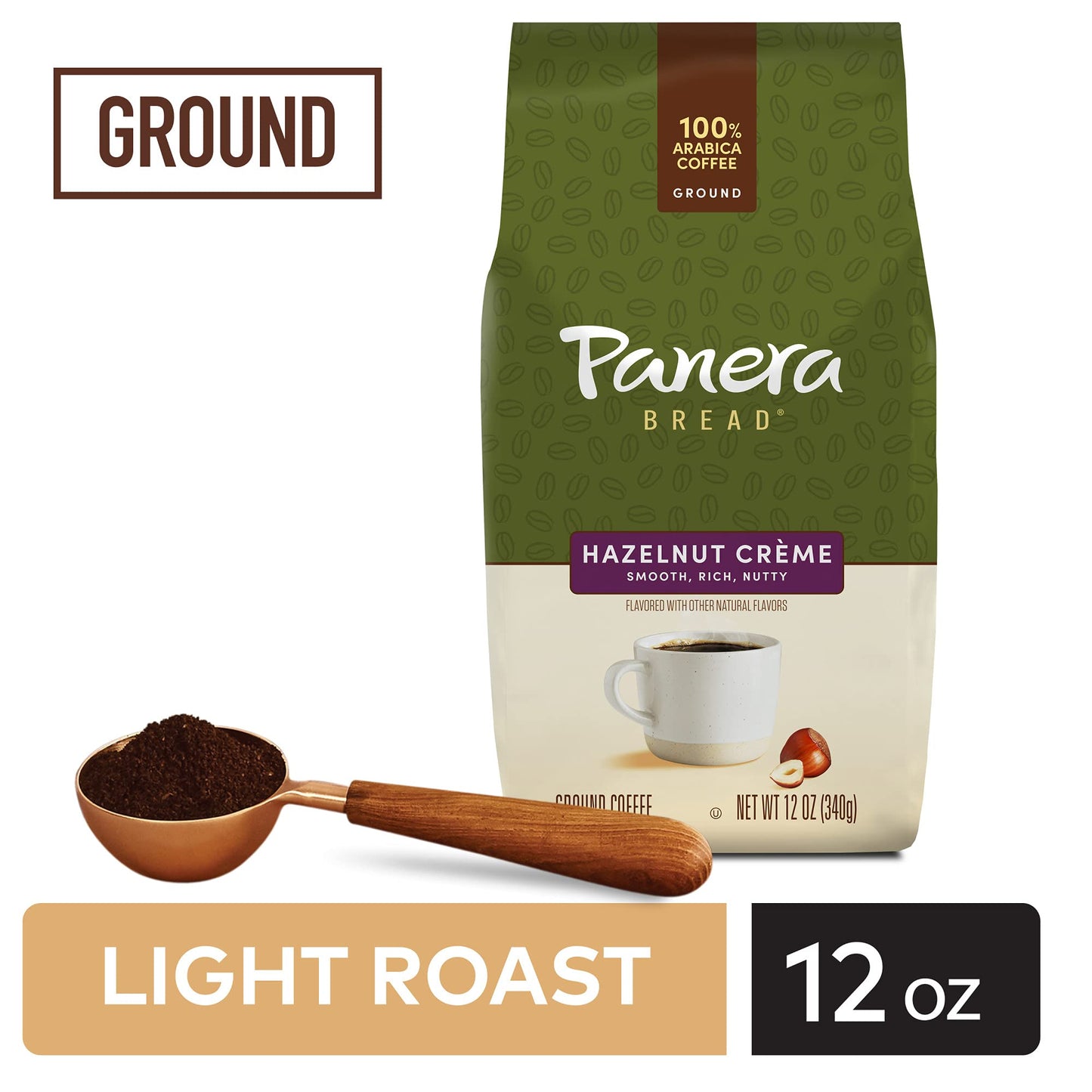 Panera Hazelnut Crme, Ground Coffee, Flavored Coffee, Bagged 12Oz.