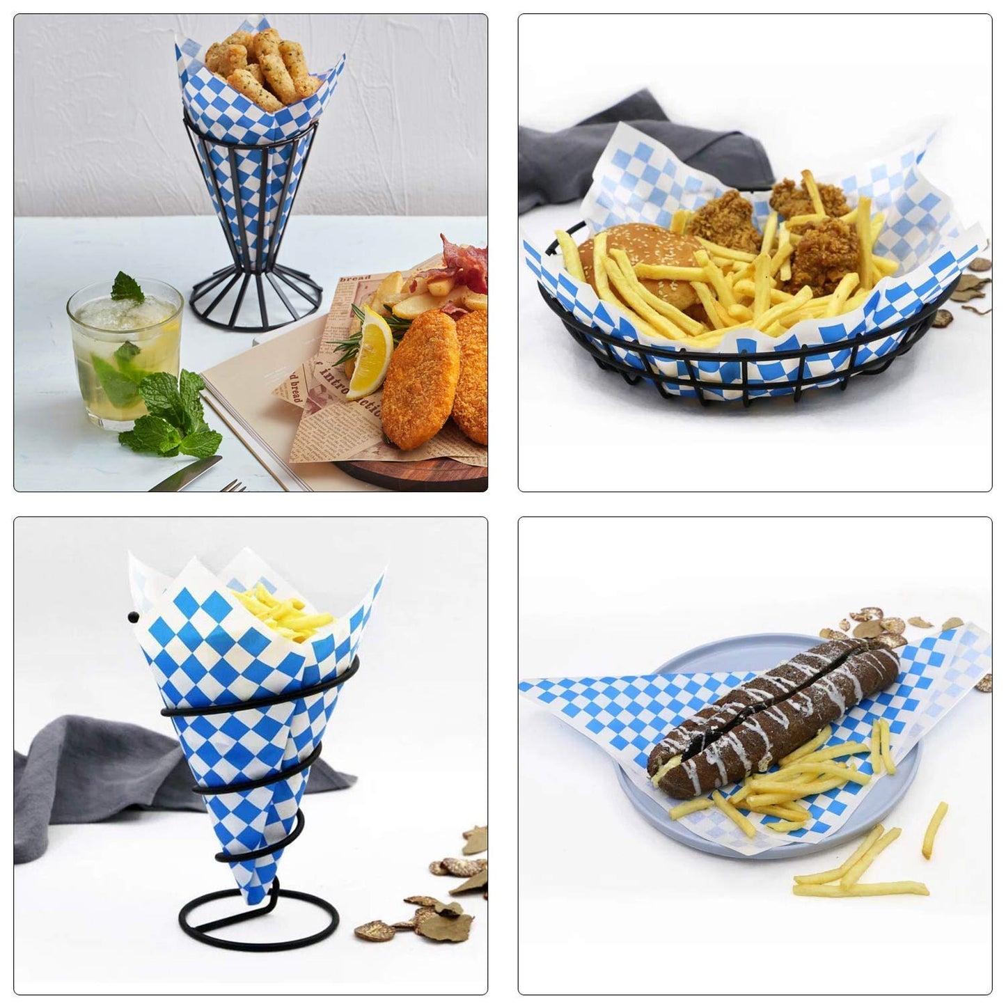 Sandwich Wrap Paper, Eusoar 11'' X 10'' Dry Wax Deli Paper 200Pcs, Grease Resistant Black Burger Food Basket Liner For Burrito O