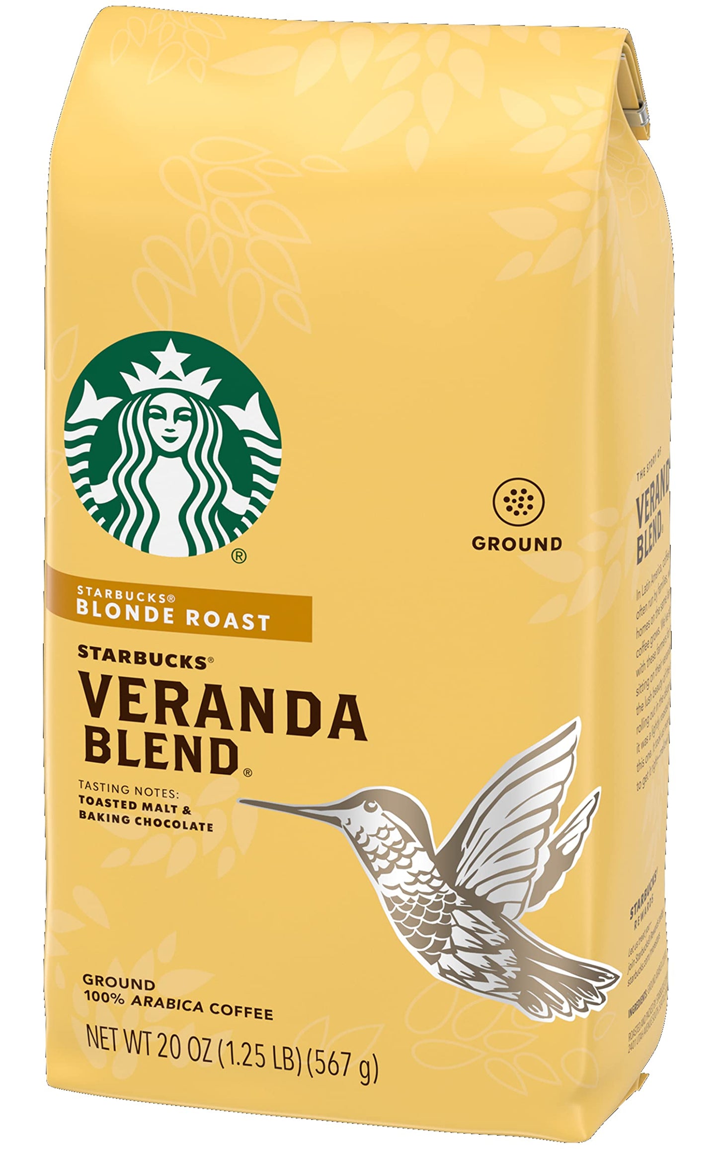 Starbucks Veranda Blend Coffee, Blonde Roast Ground Coffee, Made with 100% Arabica Coffee, FlavorLock Packaging for Fresh Flavor