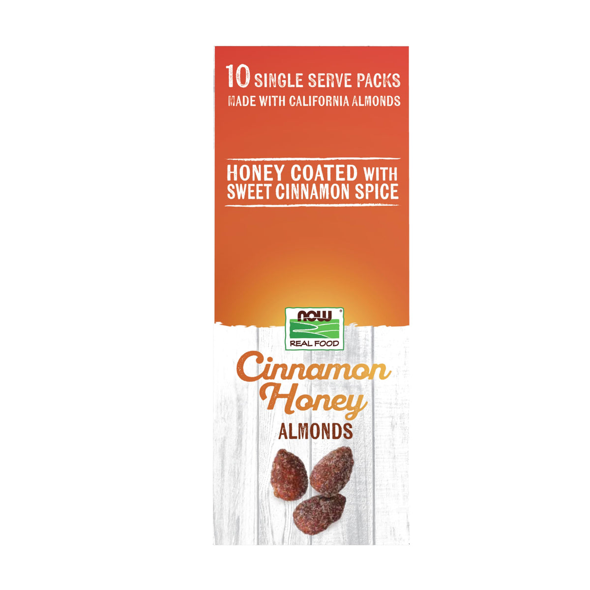 Now Foods, Cinnamon Honey Coated Almonds, Crafted In Small Batches, 10 Single Packets (Pack Of 2)