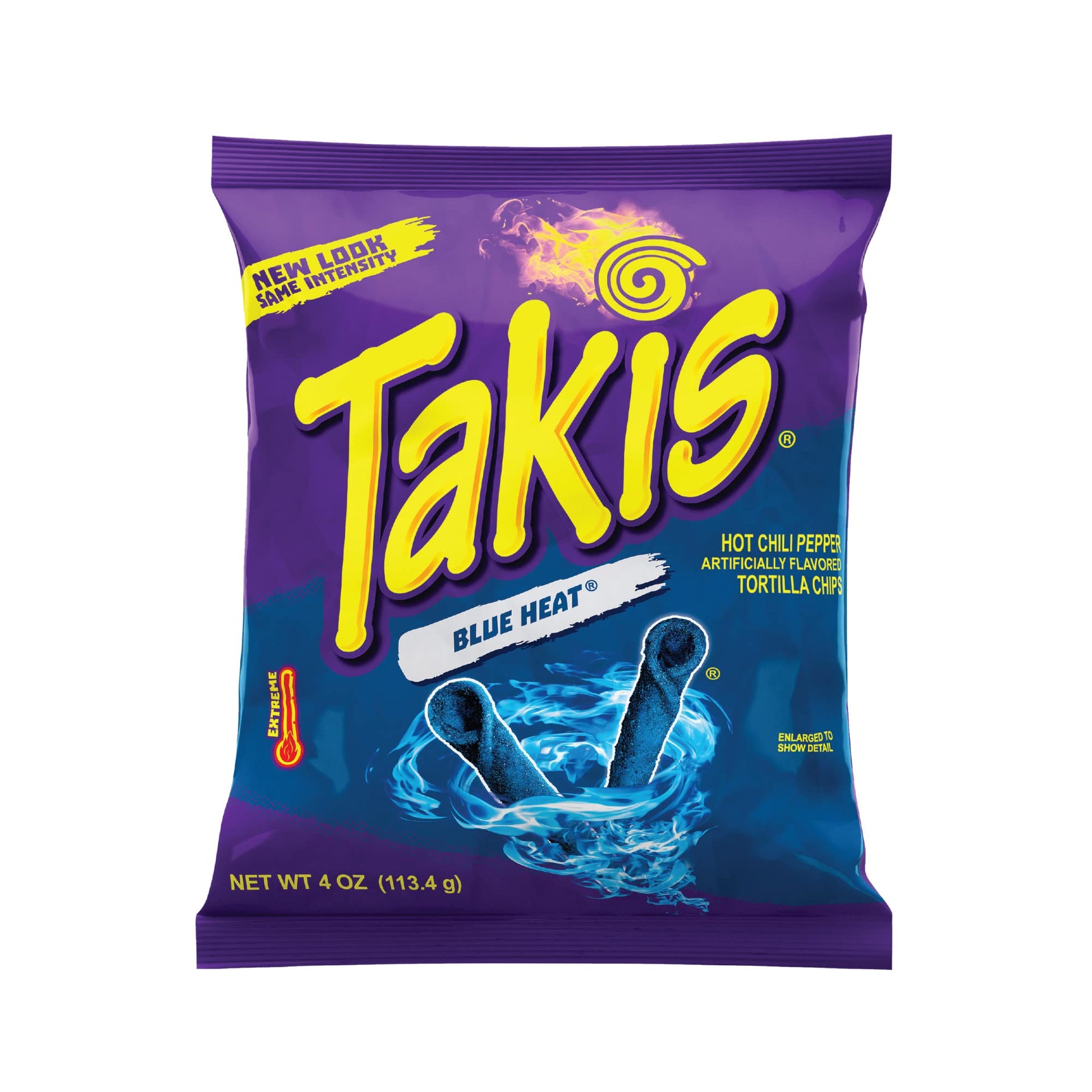 Takis Blue Heat Rolled Tortilla Chips, Hot Chili Pepper Flavor, 4 Ounce Bag
