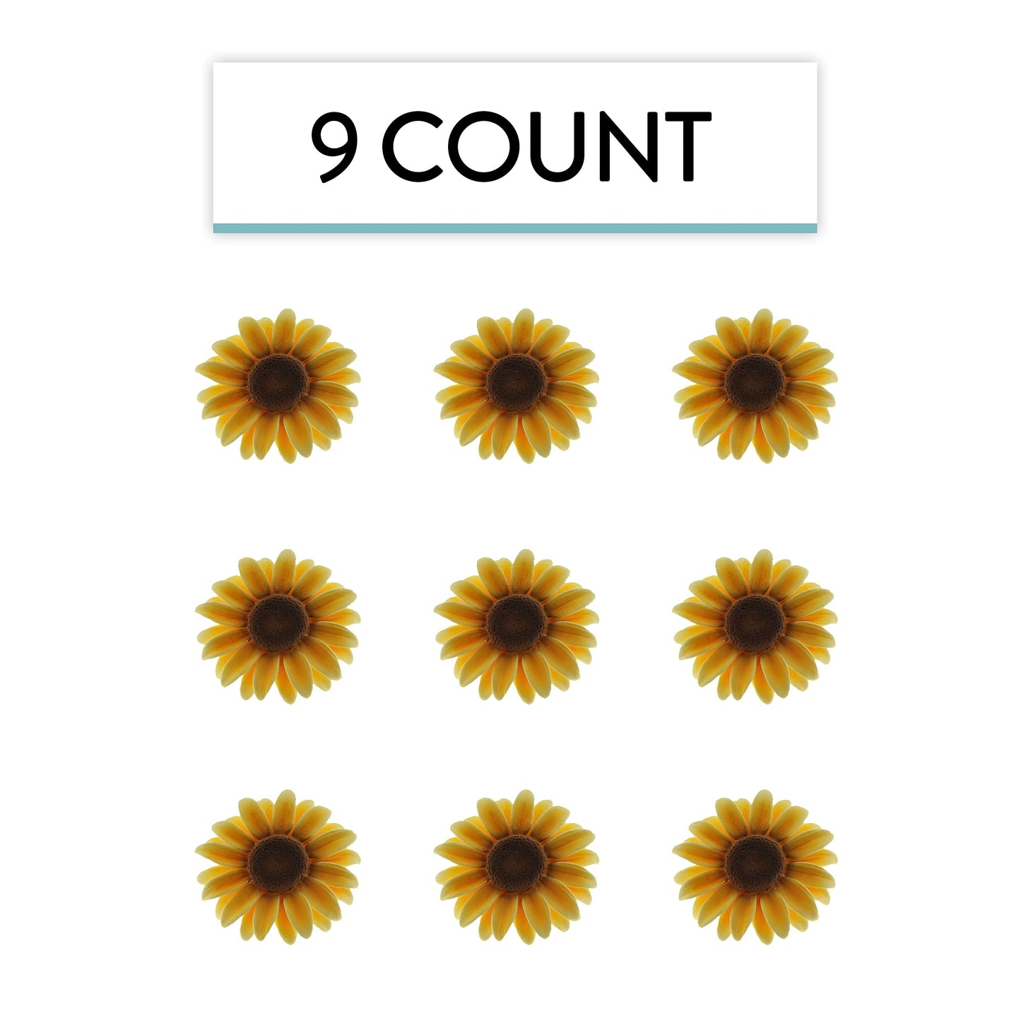 Global Sugar Art Sunflower Sugar Cake Flowers, 3 Count, Yellow
