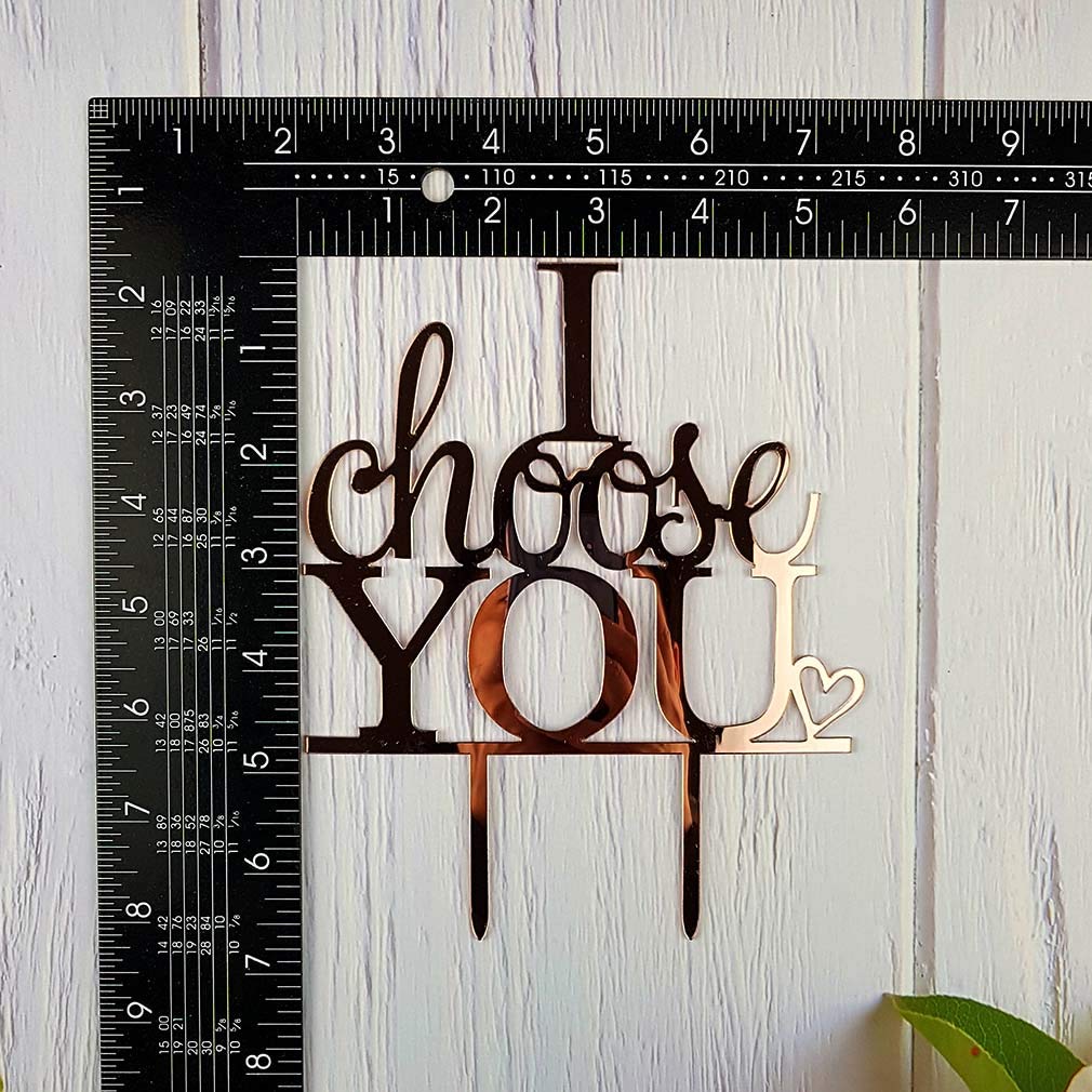 JIEEIN Wedding Cake Topper, Acrylic, Mirror Rose Gold, Model NJ-0389, for Engagement and Marriage Party Decorations